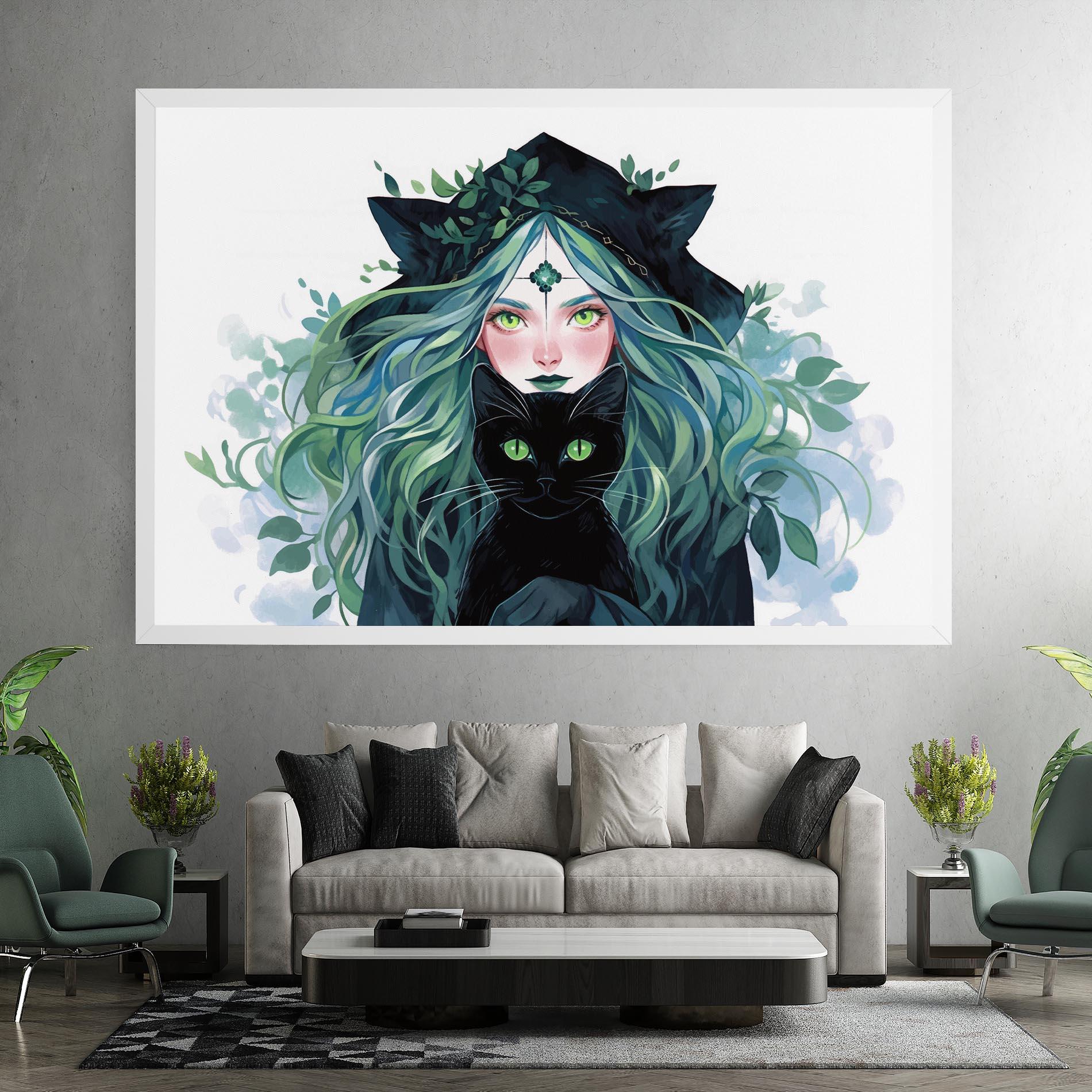 Leinwandbild Magic Cat Witch mockup 7