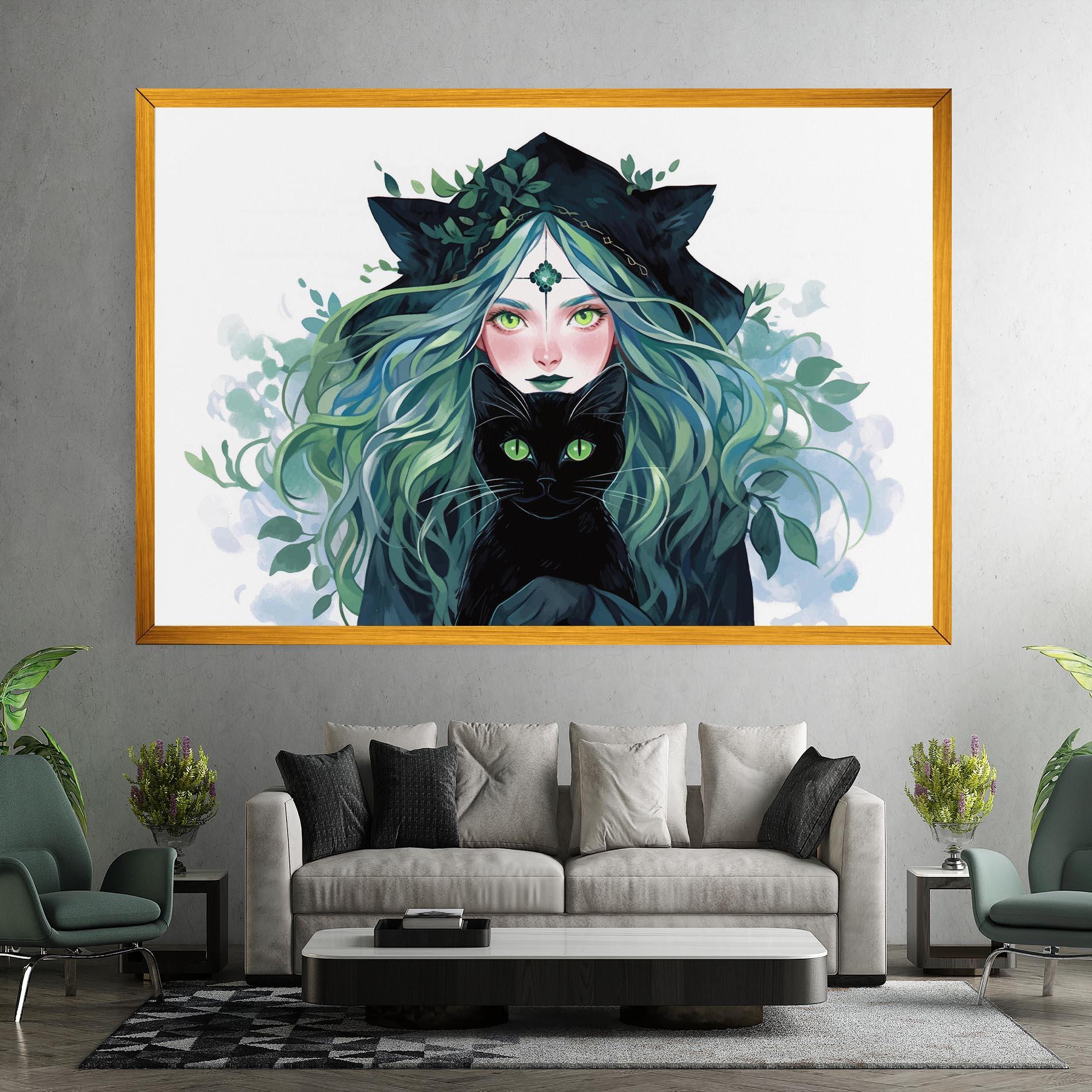 Leinwandbild Magic Cat Witch mockup 7