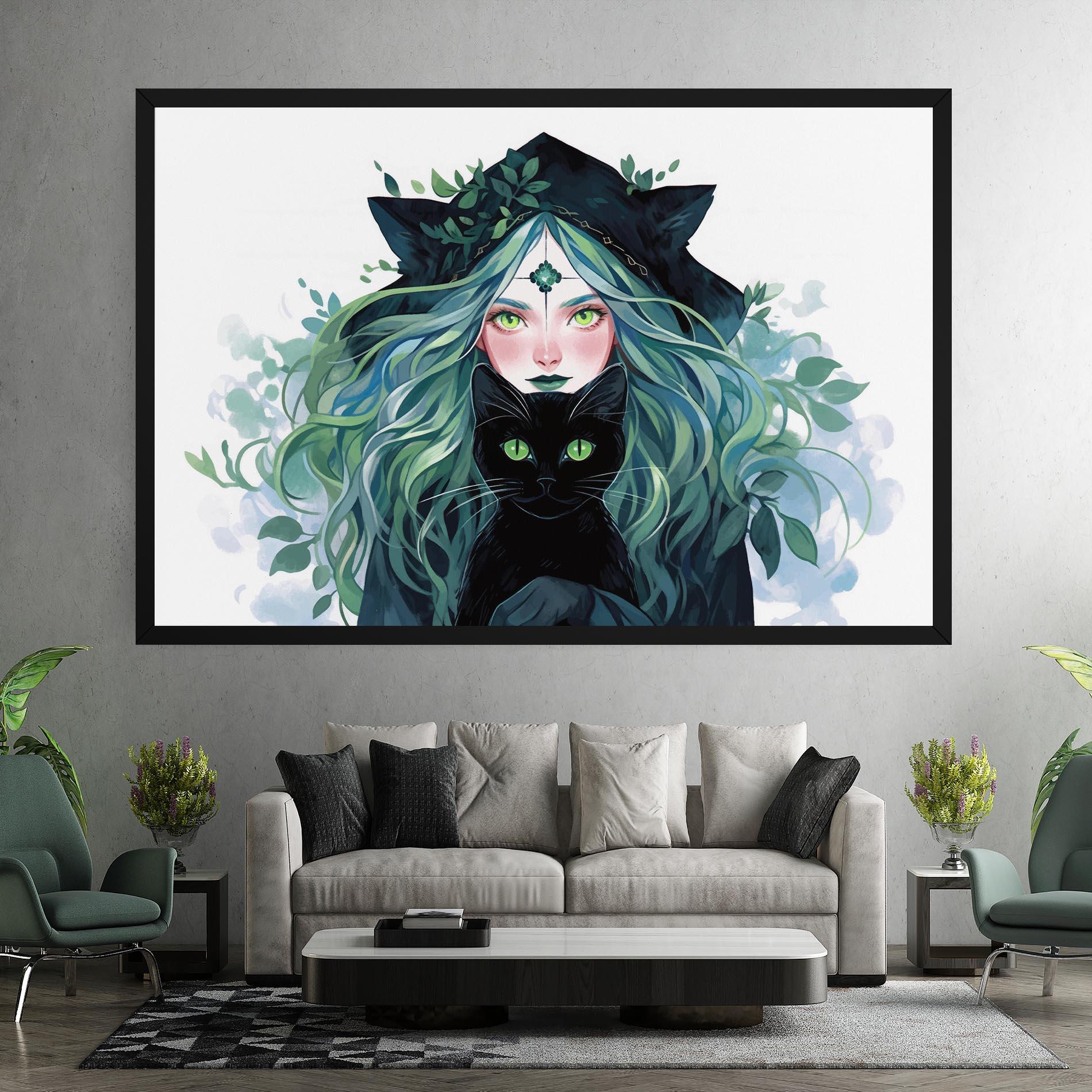 Leinwandbild Magic Cat Witch mockup 7