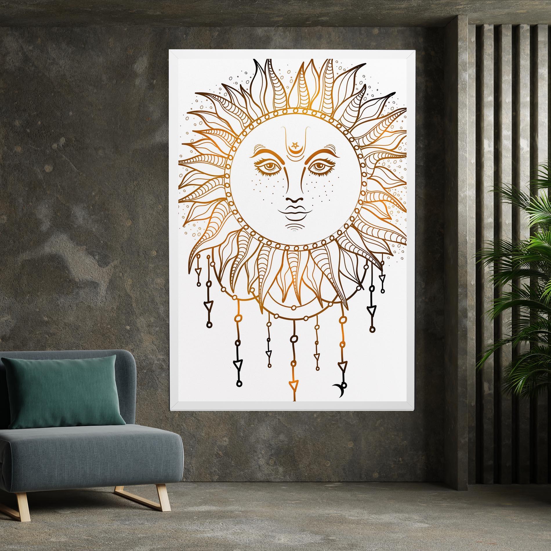 Leinwandbild Gold Sun Face mockup 7