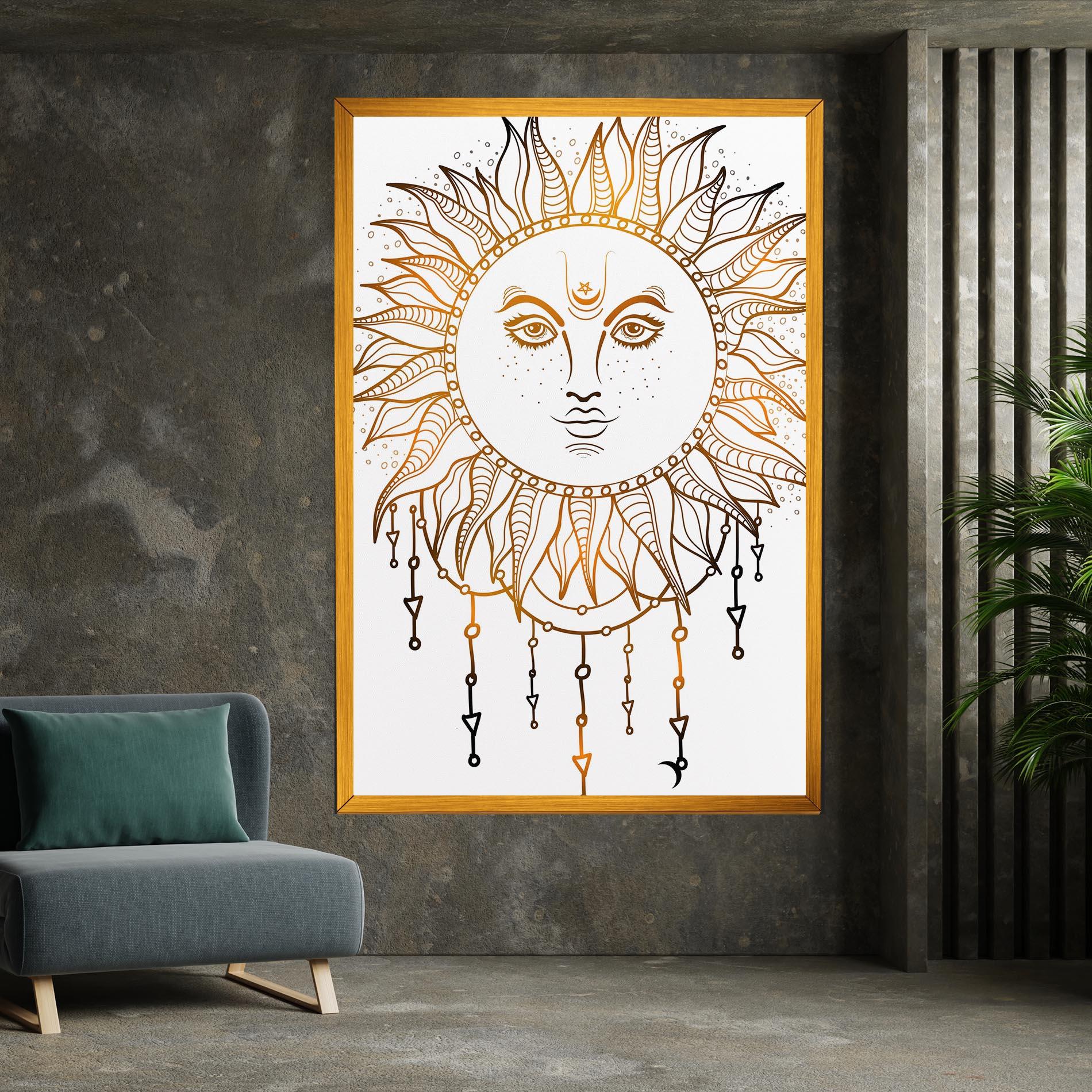 Leinwandbild Gold Sun Face mockup 7