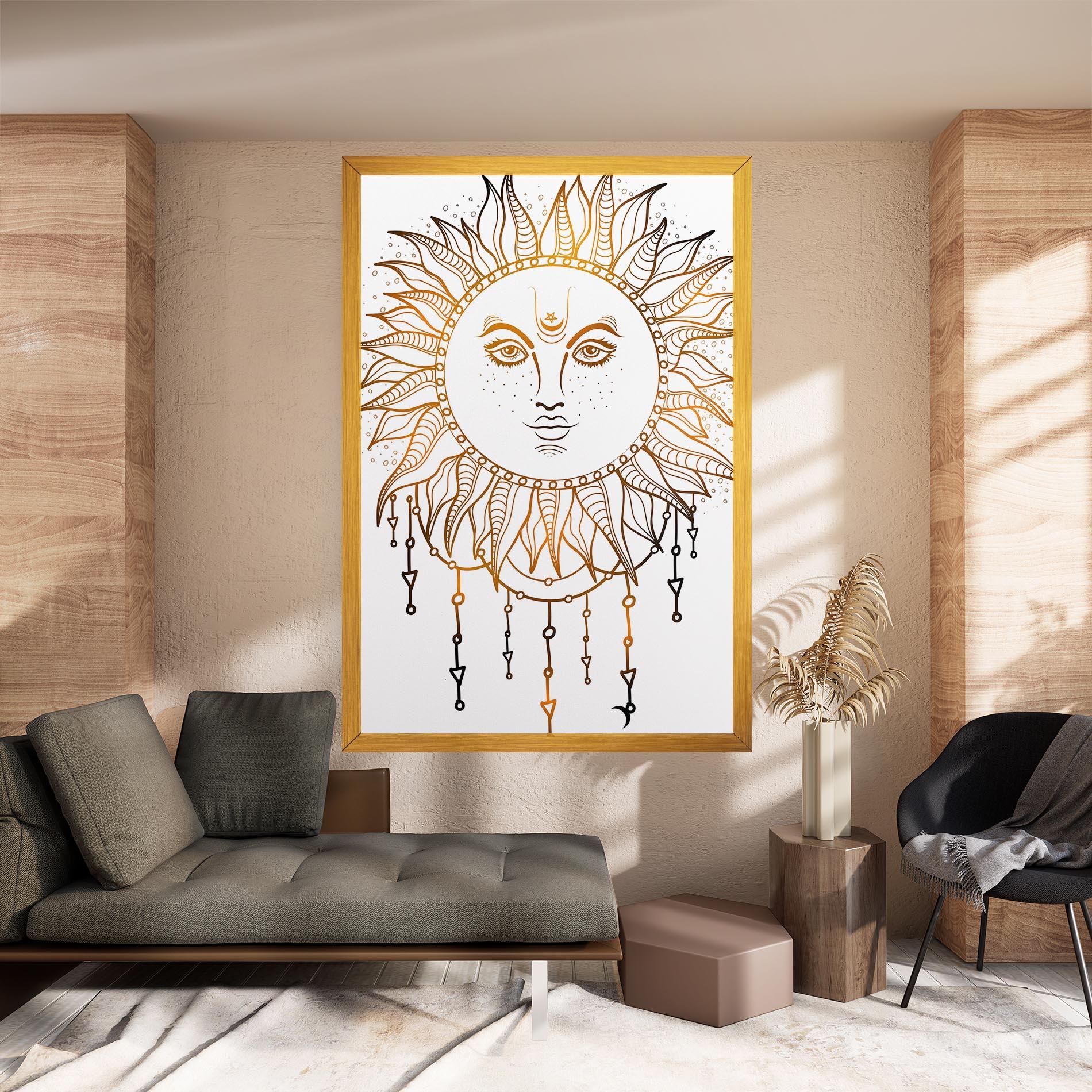 Leinwandbild Gold Sun Face mockup 8