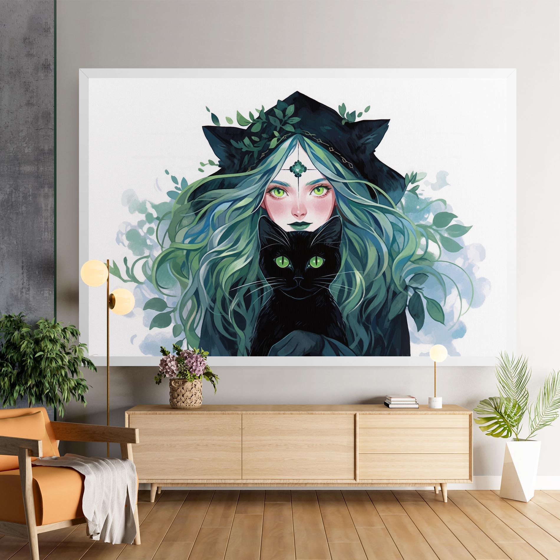 Leinwandbild Magic Cat Witch mockup 9