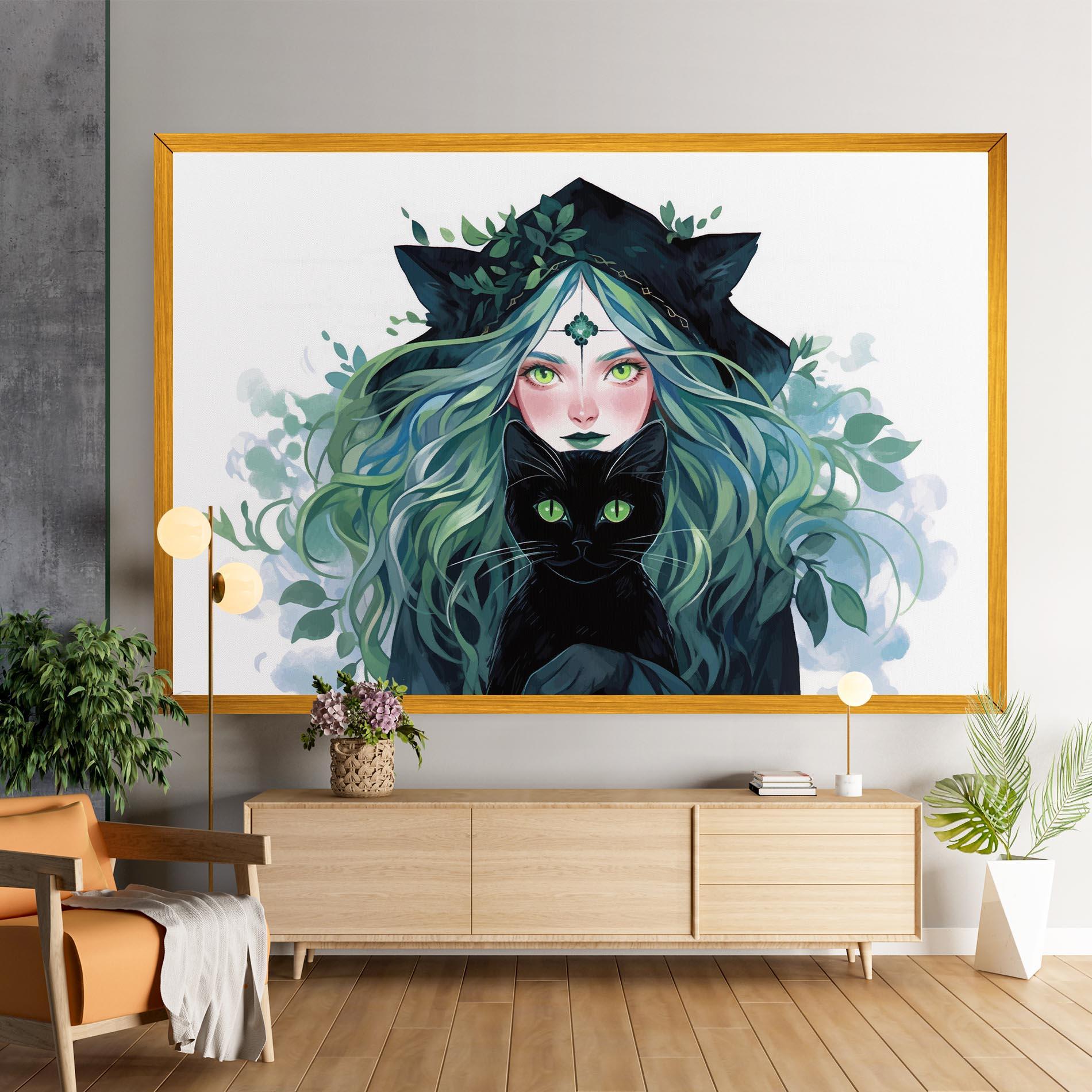 Leinwandbild Magic Cat Witch mockup 9