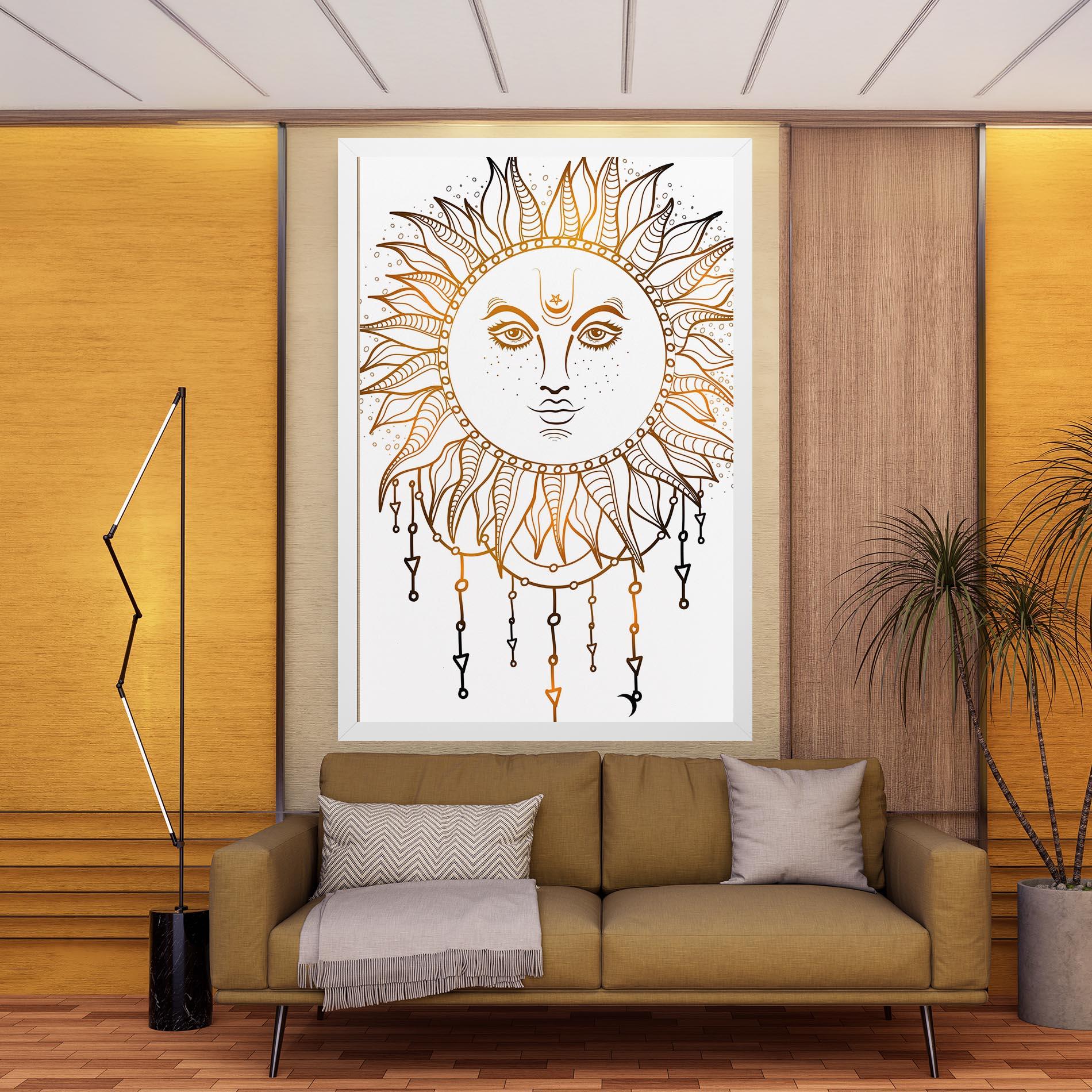 Leinwandbild Gold Sun Face mockup 9