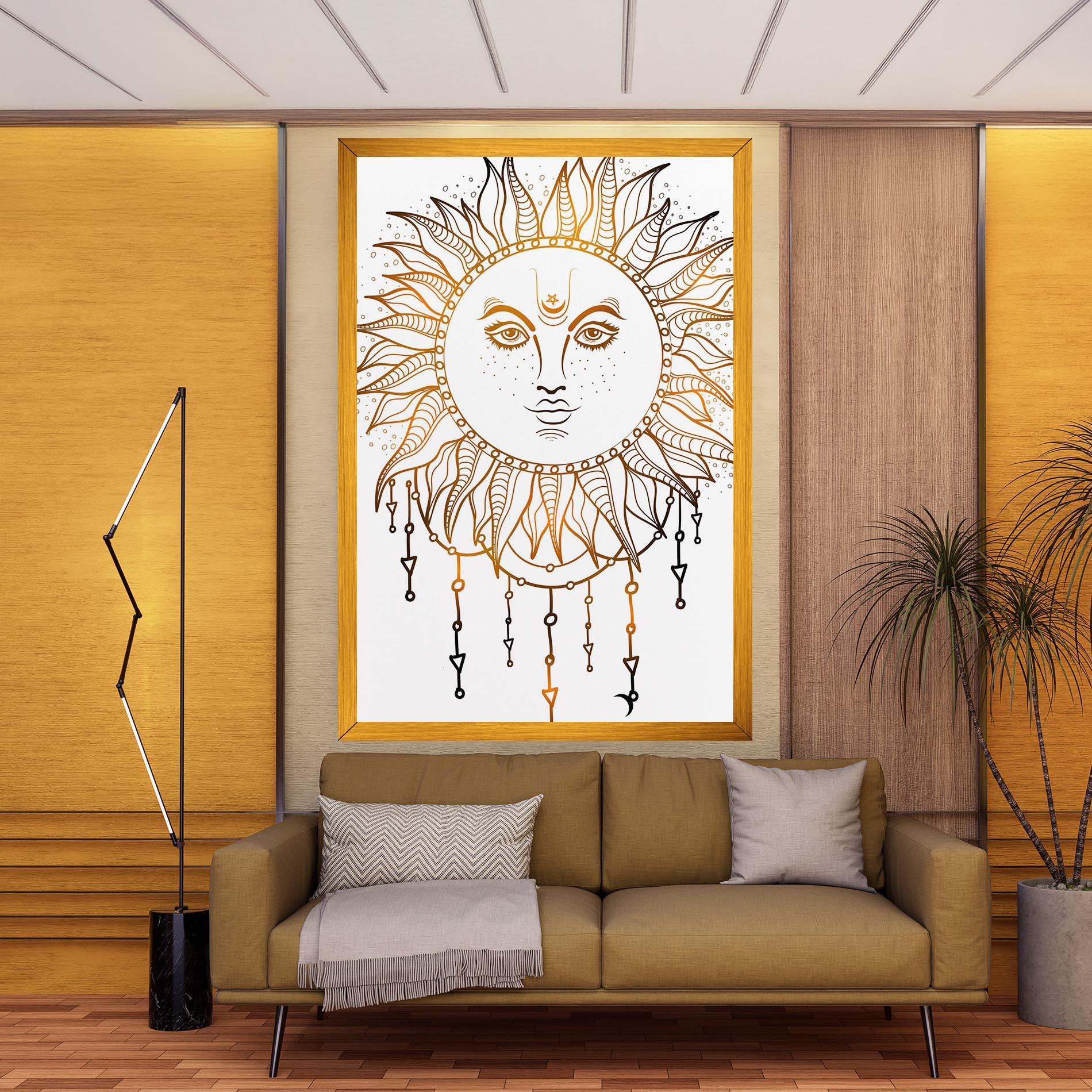 Leinwandbild Gold Sun Face mockup 9