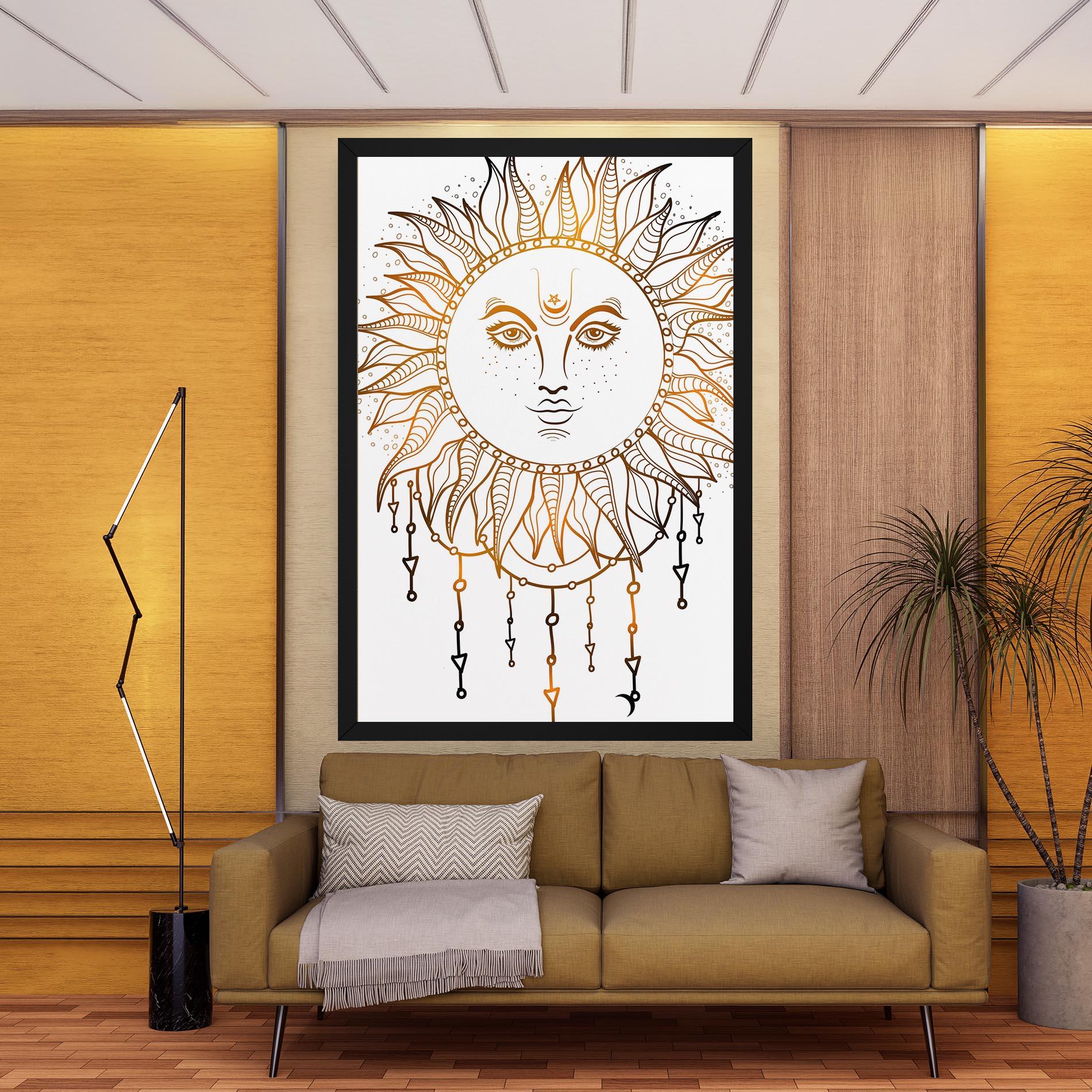Leinwandbild Gold Sun Face mockup 9