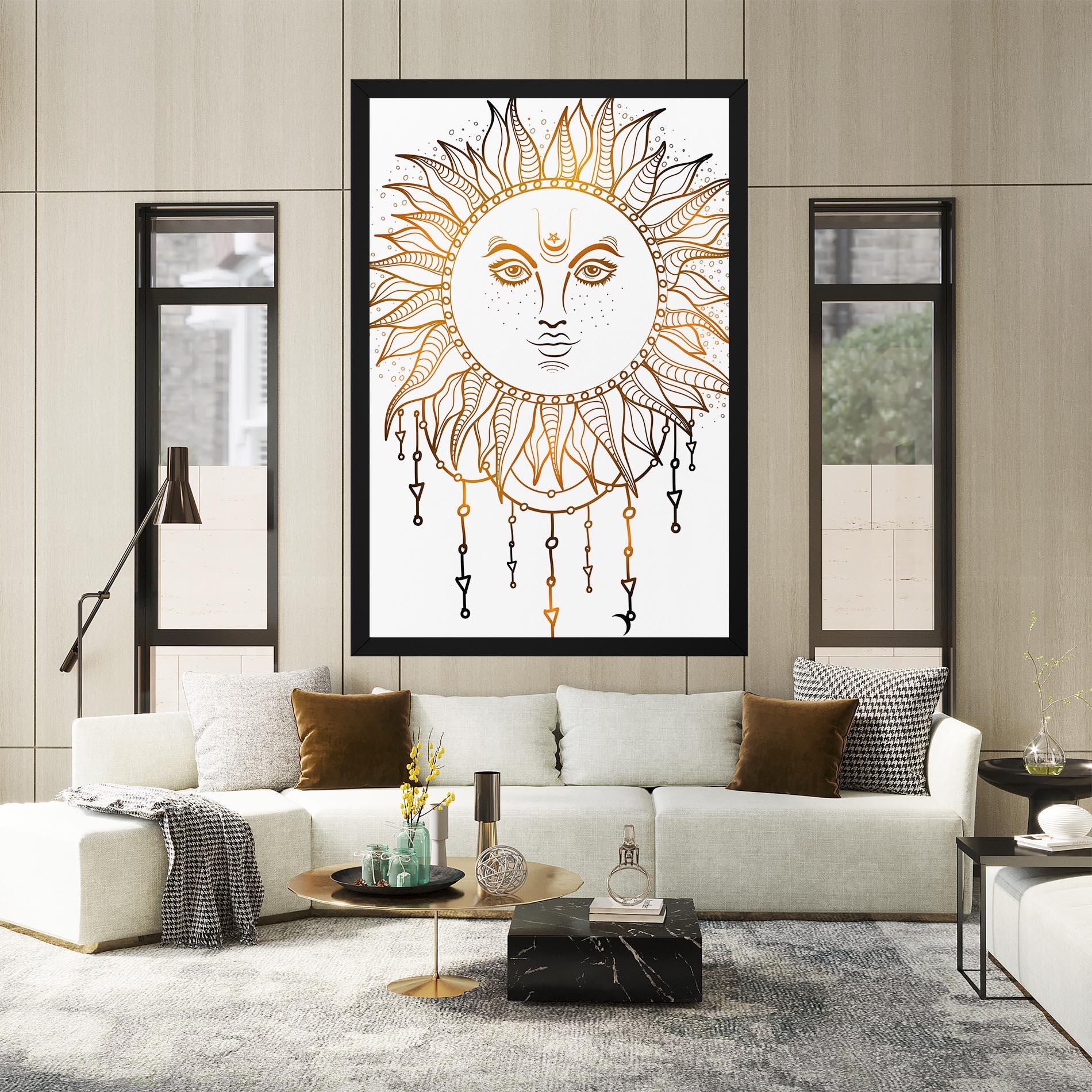 Leinwandbild Gold Sun Face mockup 2