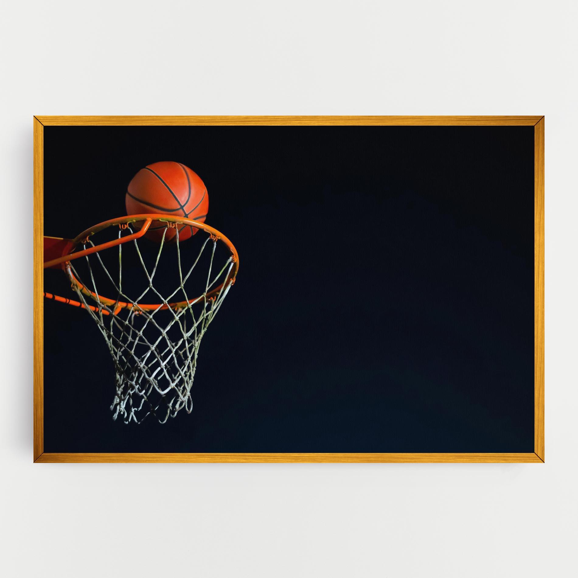 Leinwandbild Basketball Hoop On Black mockup 0