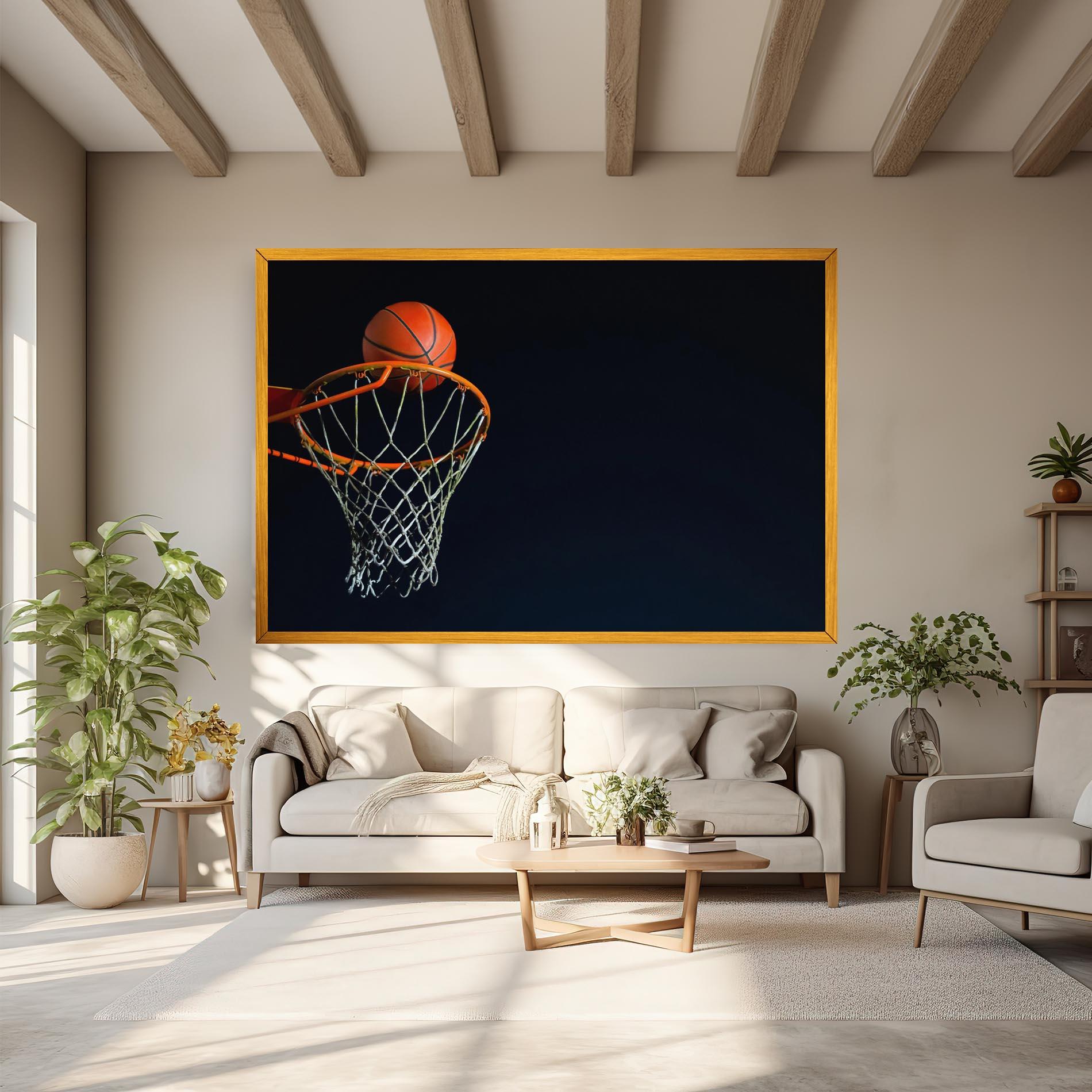 Leinwandbild Basketball Hoop On Black mockup 6