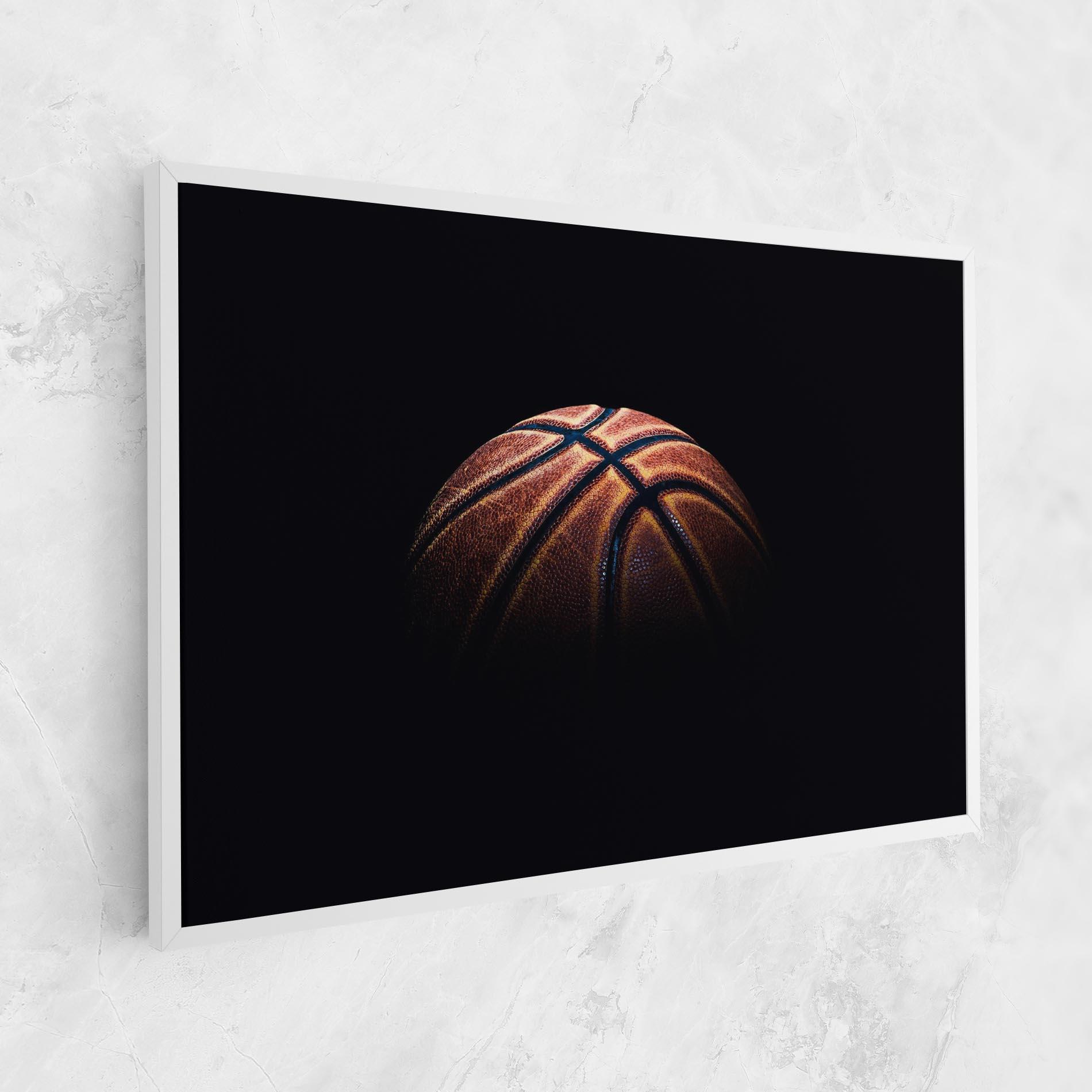 Leinwandbild Basketball Ball In Dark mockup 1