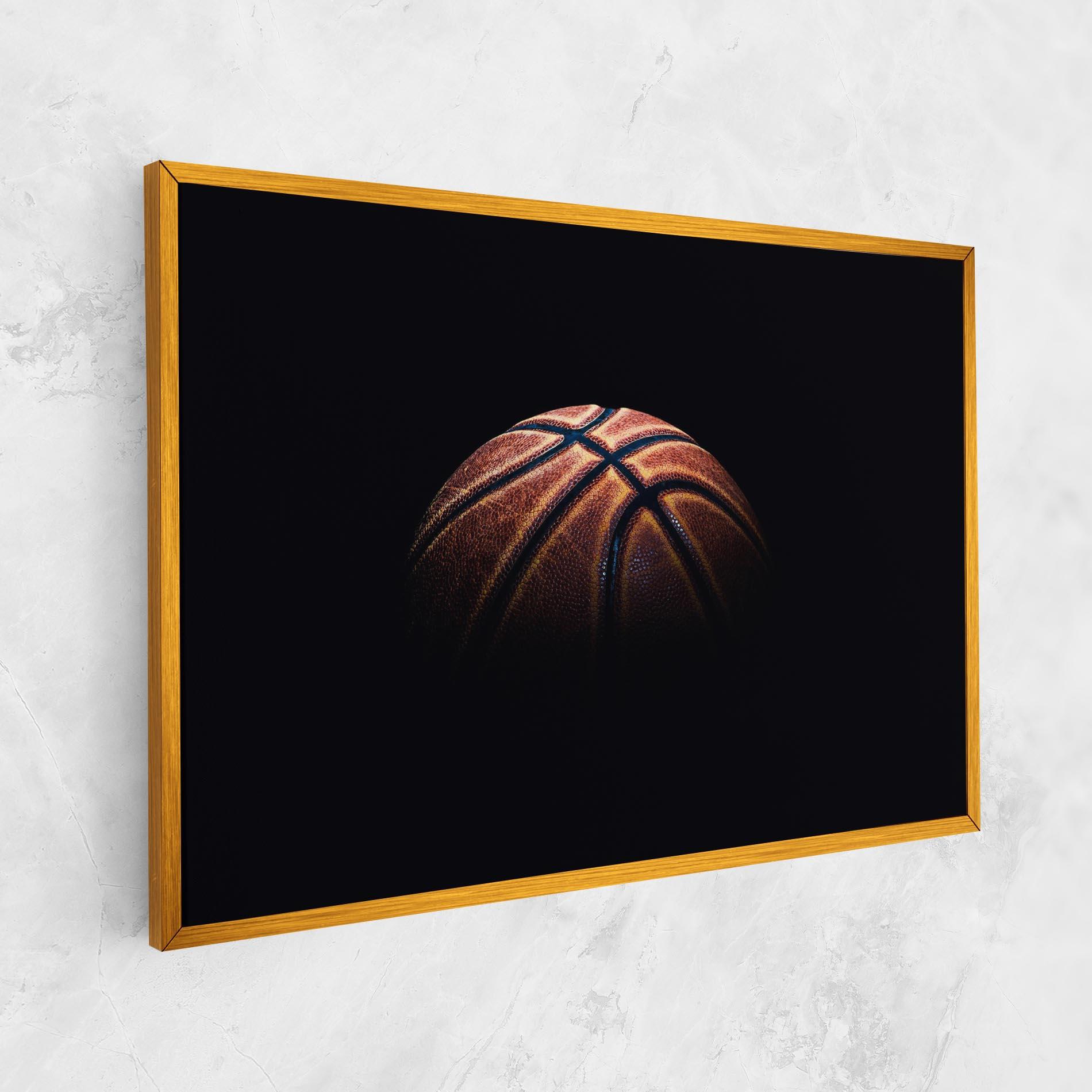 Leinwandbild Basketball Ball In Dark mockup 1