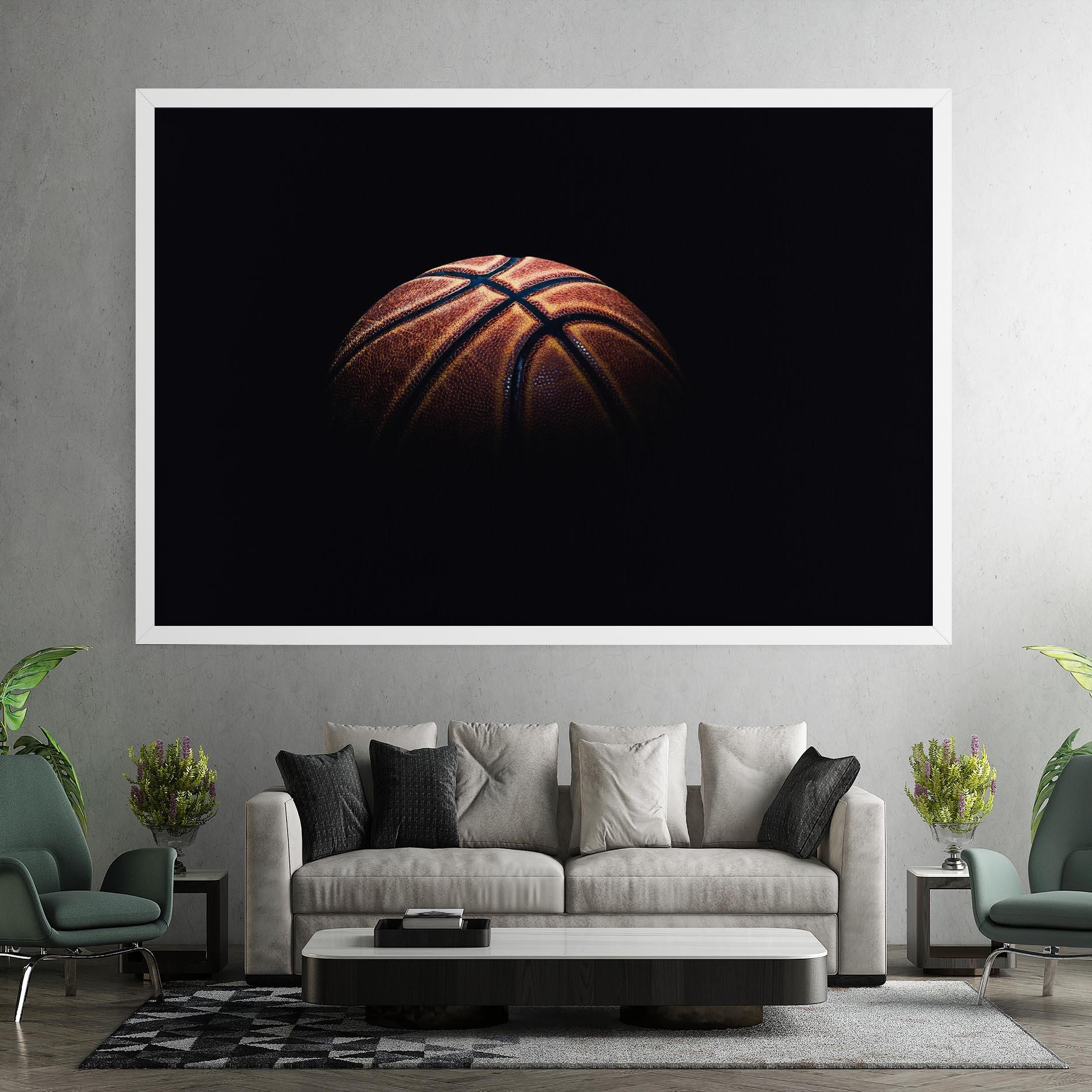 Leinwandbild Basketball Ball In Dark mockup 7
