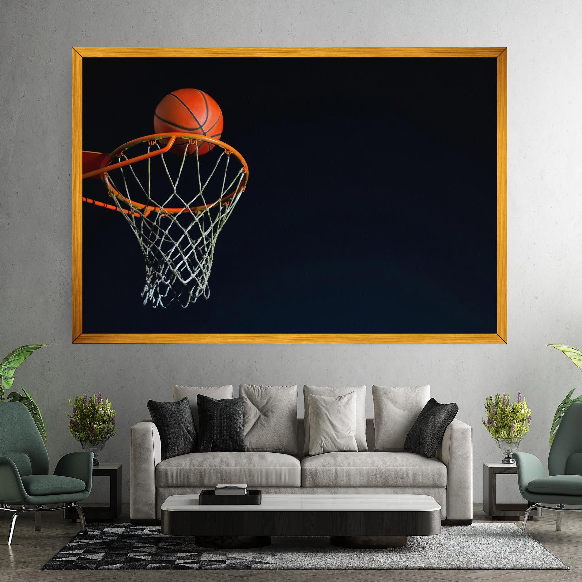 Leinwandbild Basketball Hoop On Black mockup 7