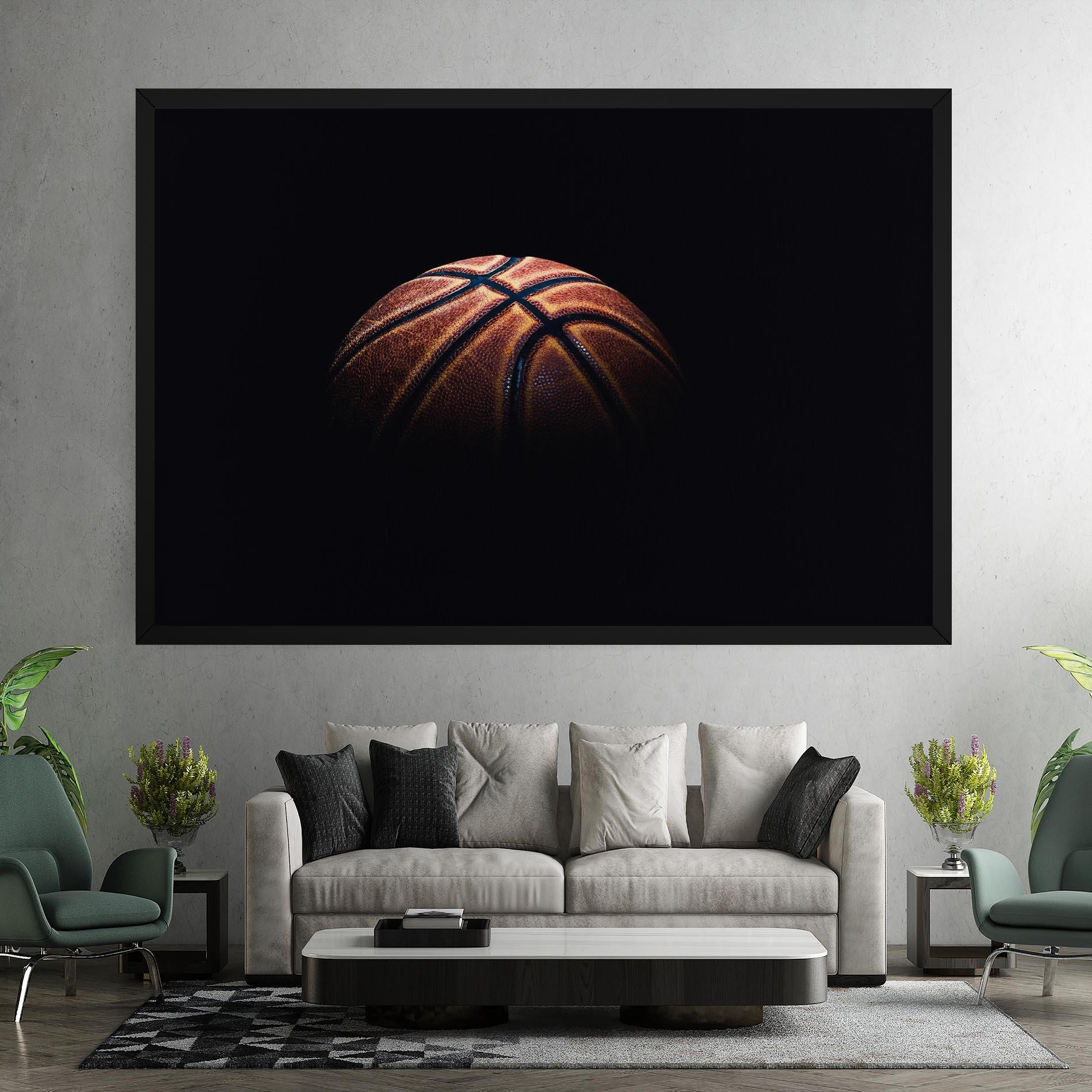 Leinwandbild Basketball Ball In Dark mockup 7