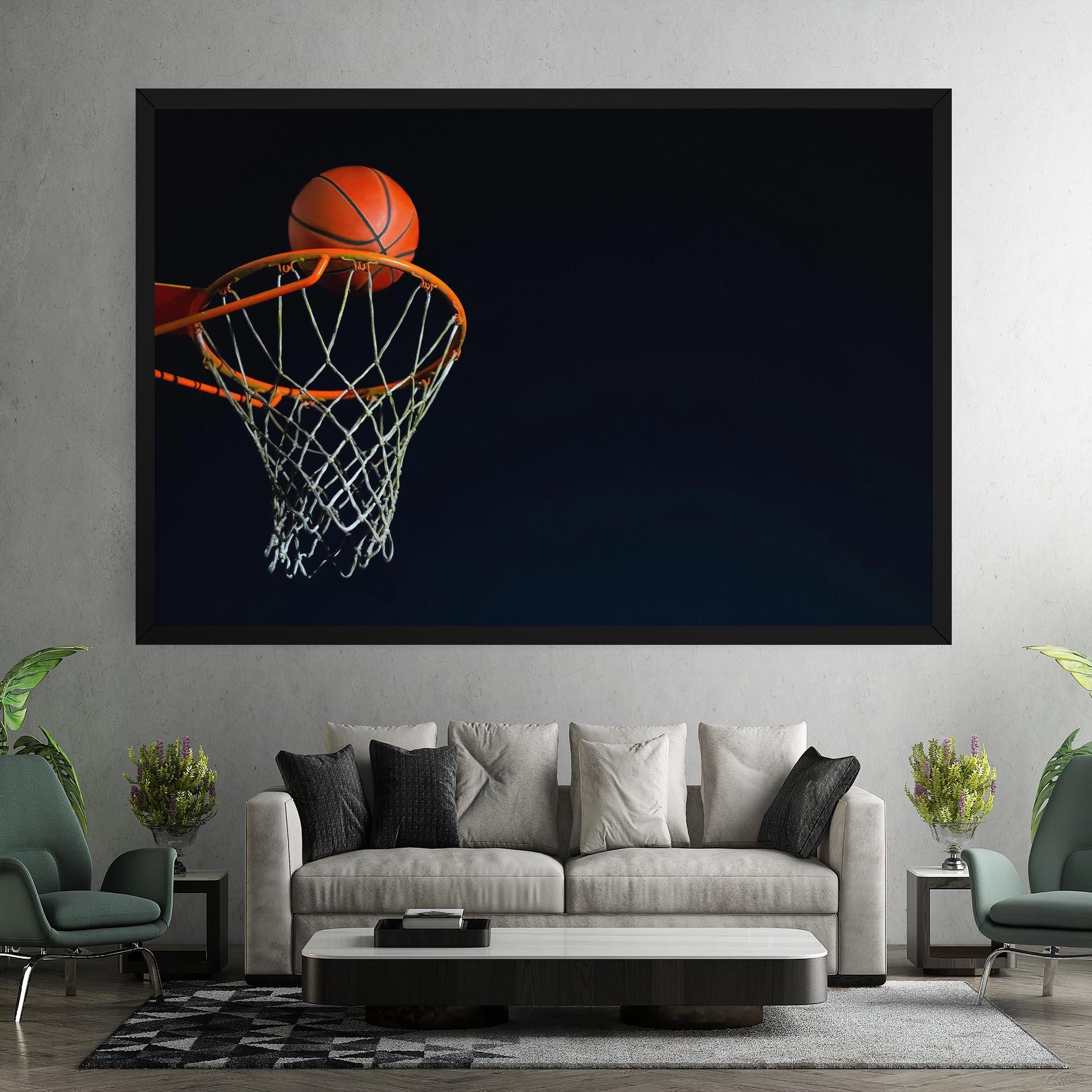 Leinwandbild Basketball Hoop On Black mockup 7
