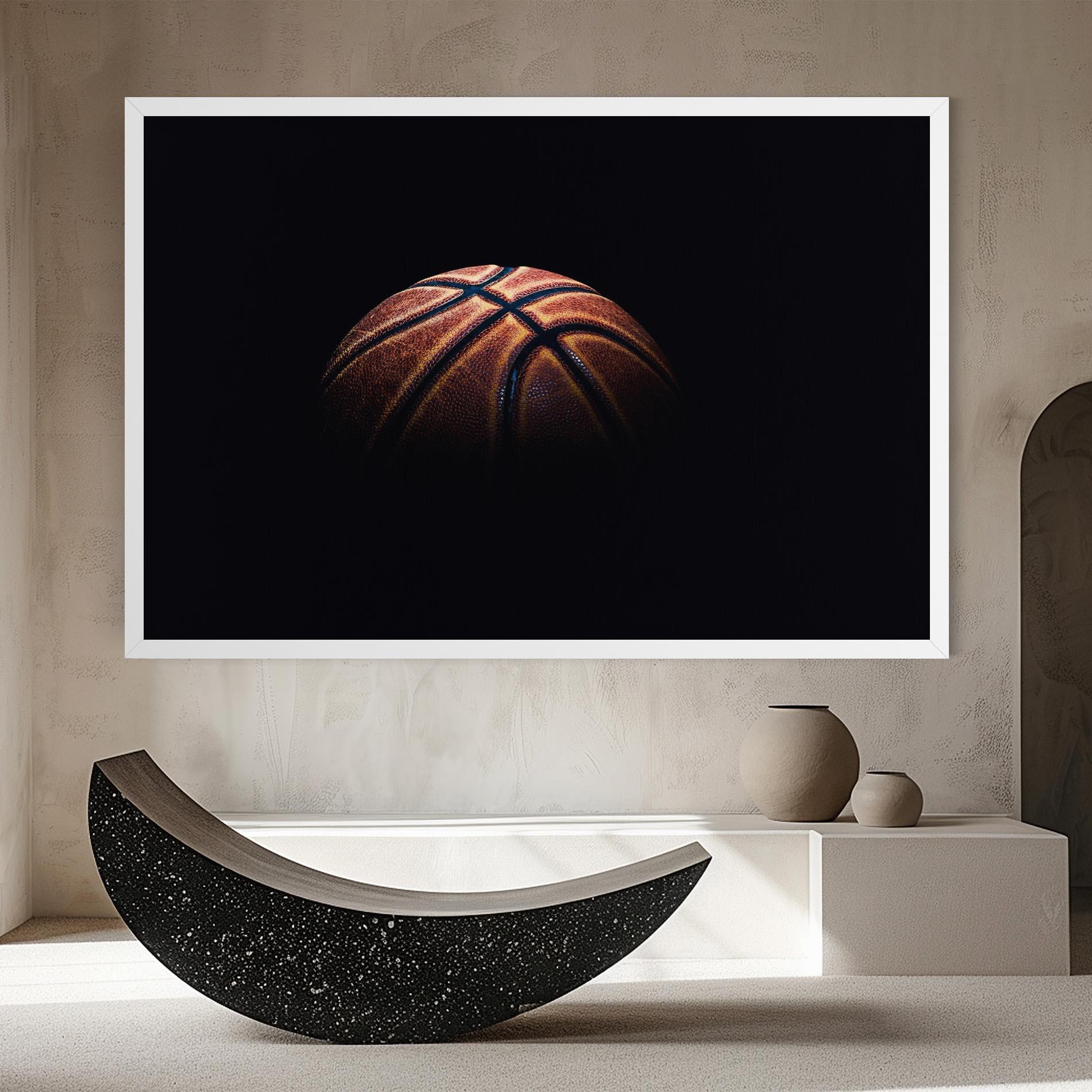 Leinwandbild Basketball Ball In Dark mockup 8
