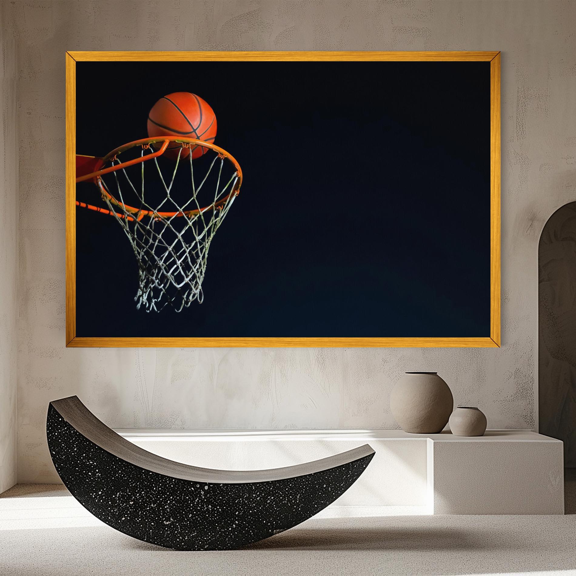 Leinwandbild Basketball Hoop On Black mockup 8