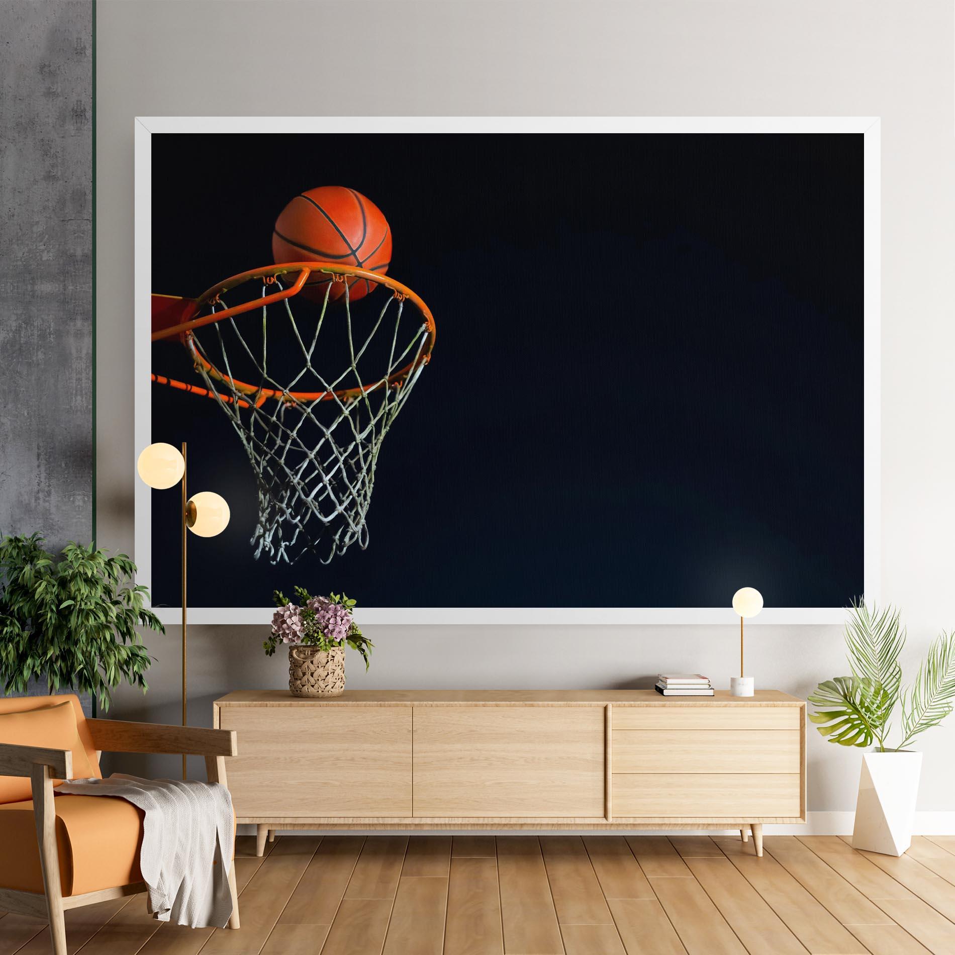Leinwandbild Basketball Hoop On Black mockup 9