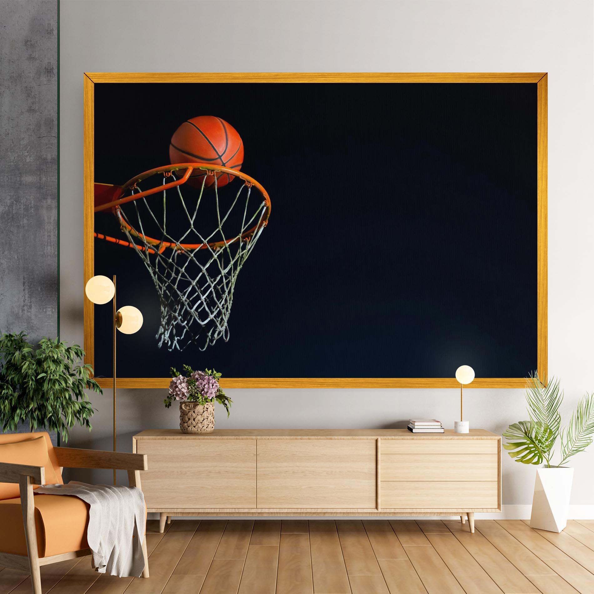 Leinwandbild Basketball Hoop On Black mockup 9