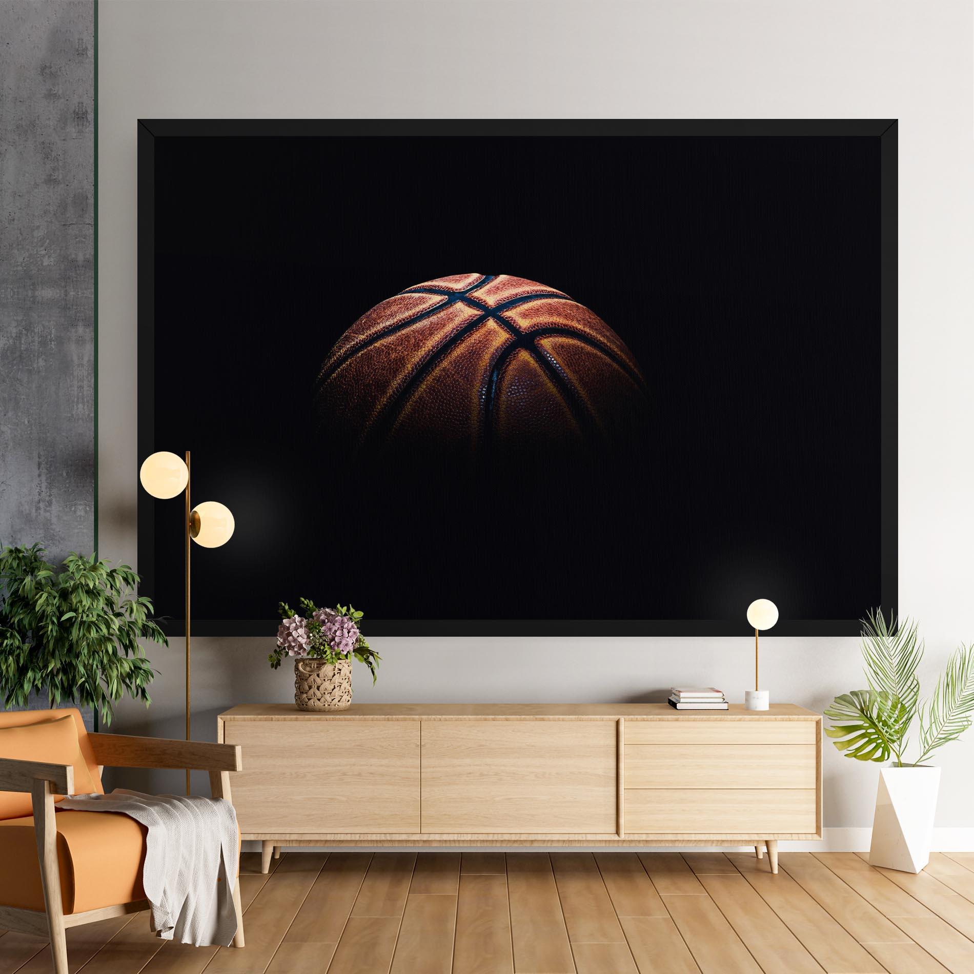 Leinwandbild Basketball Ball In Dark mockup 9