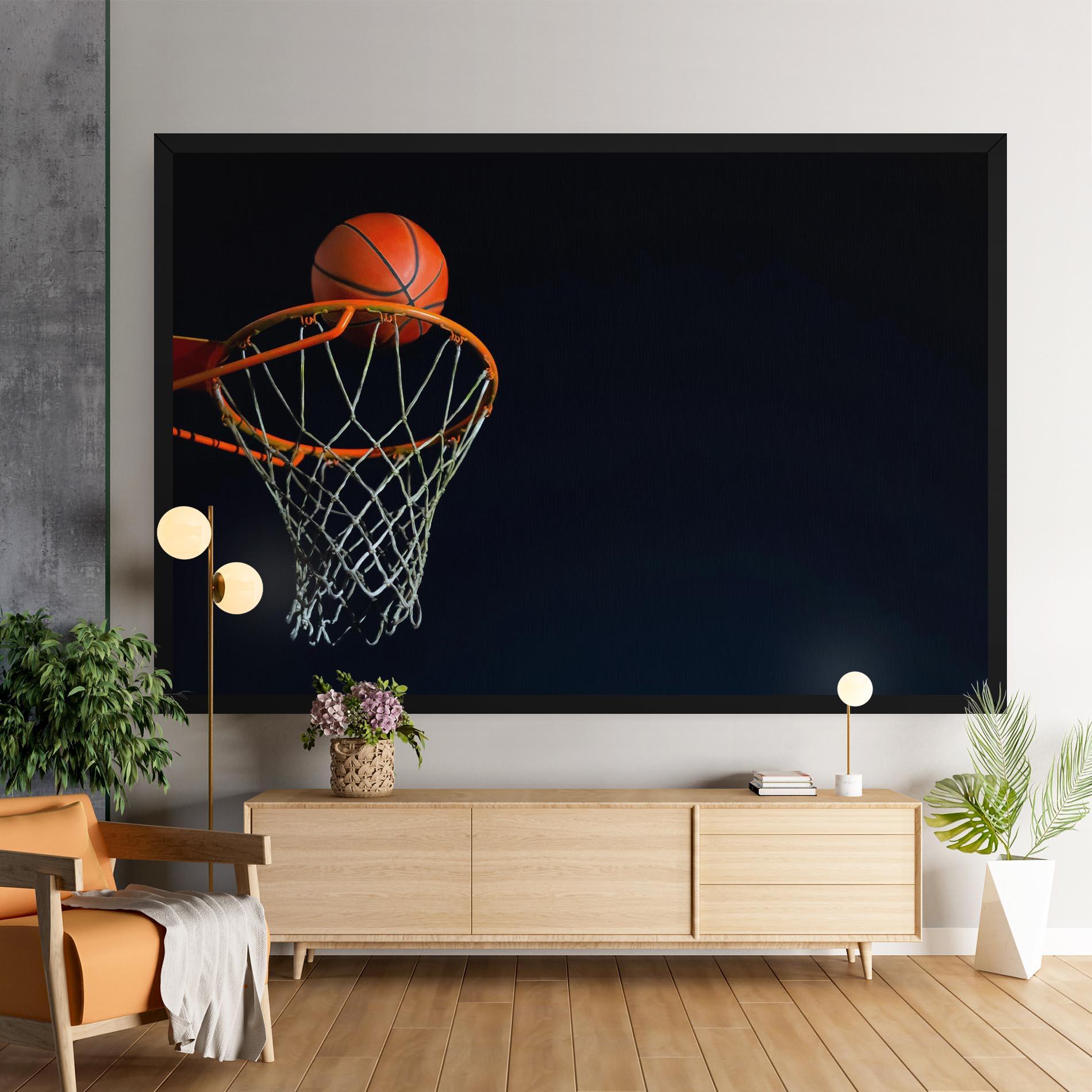 Leinwandbild Basketball Hoop On Black mockup 9