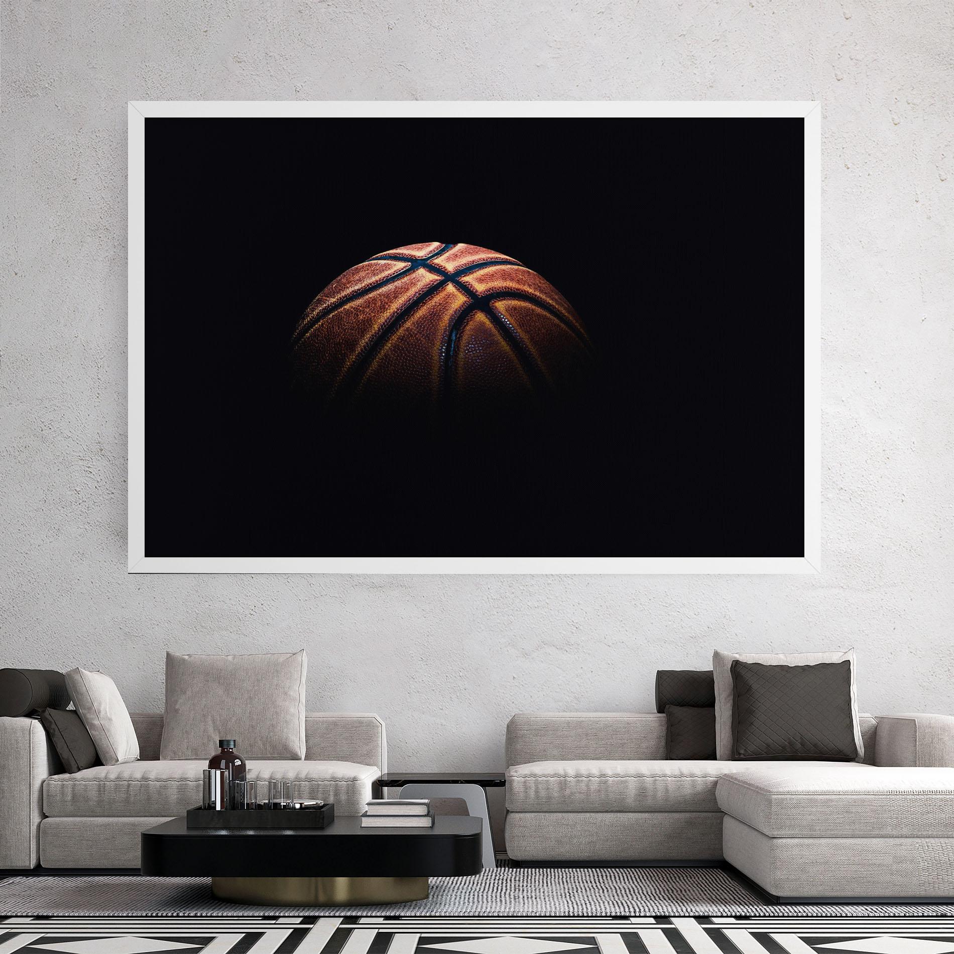 Leinwandbild Basketball Ball In Dark mockup 2