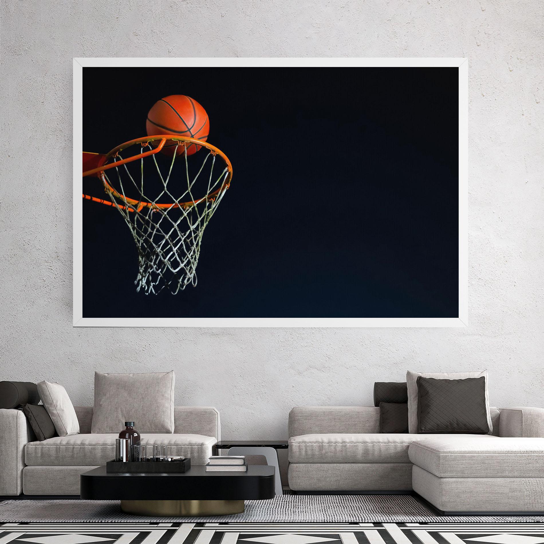 Leinwandbild Basketball Hoop On Black mockup 2