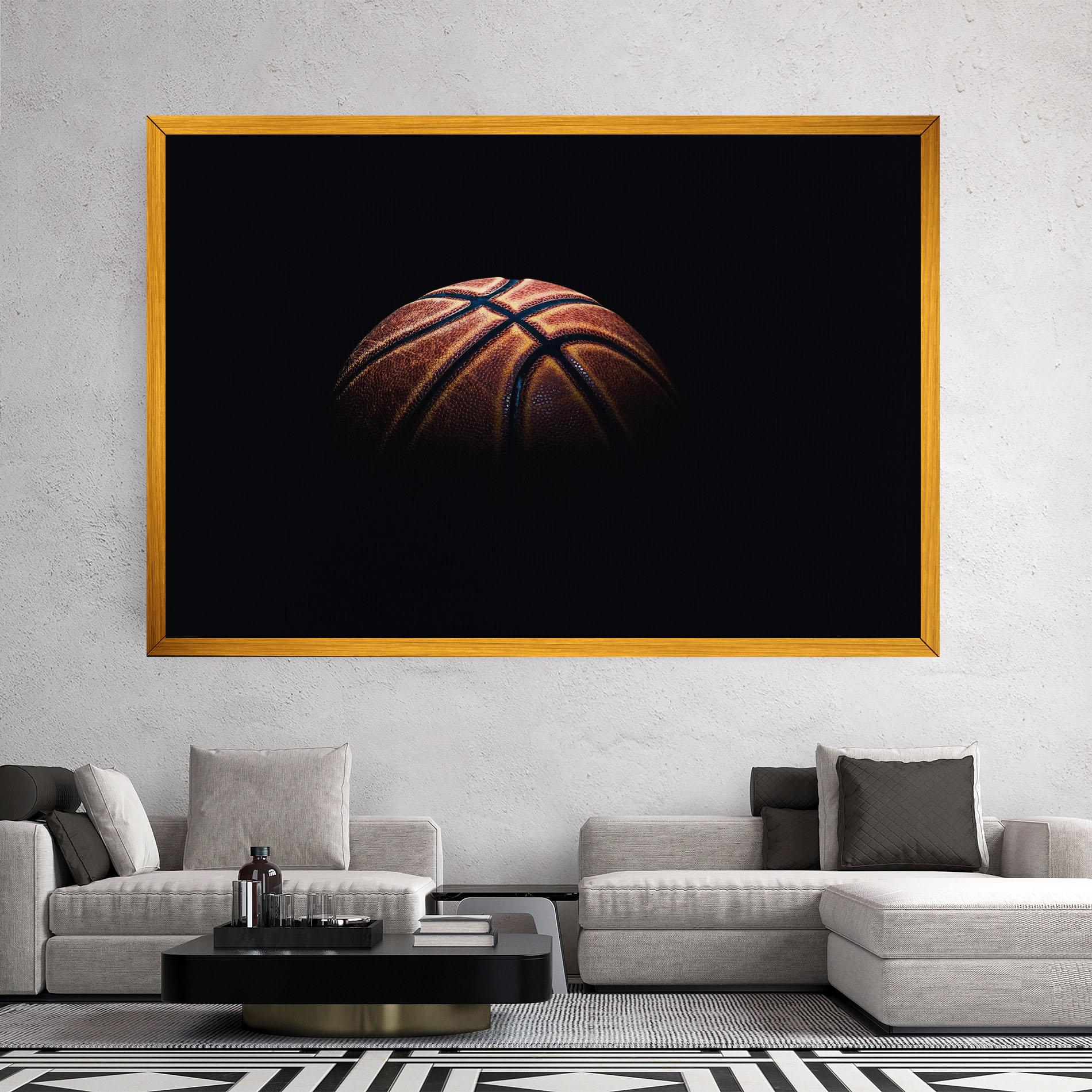 Leinwandbild Basketball Ball In Dark mockup 2