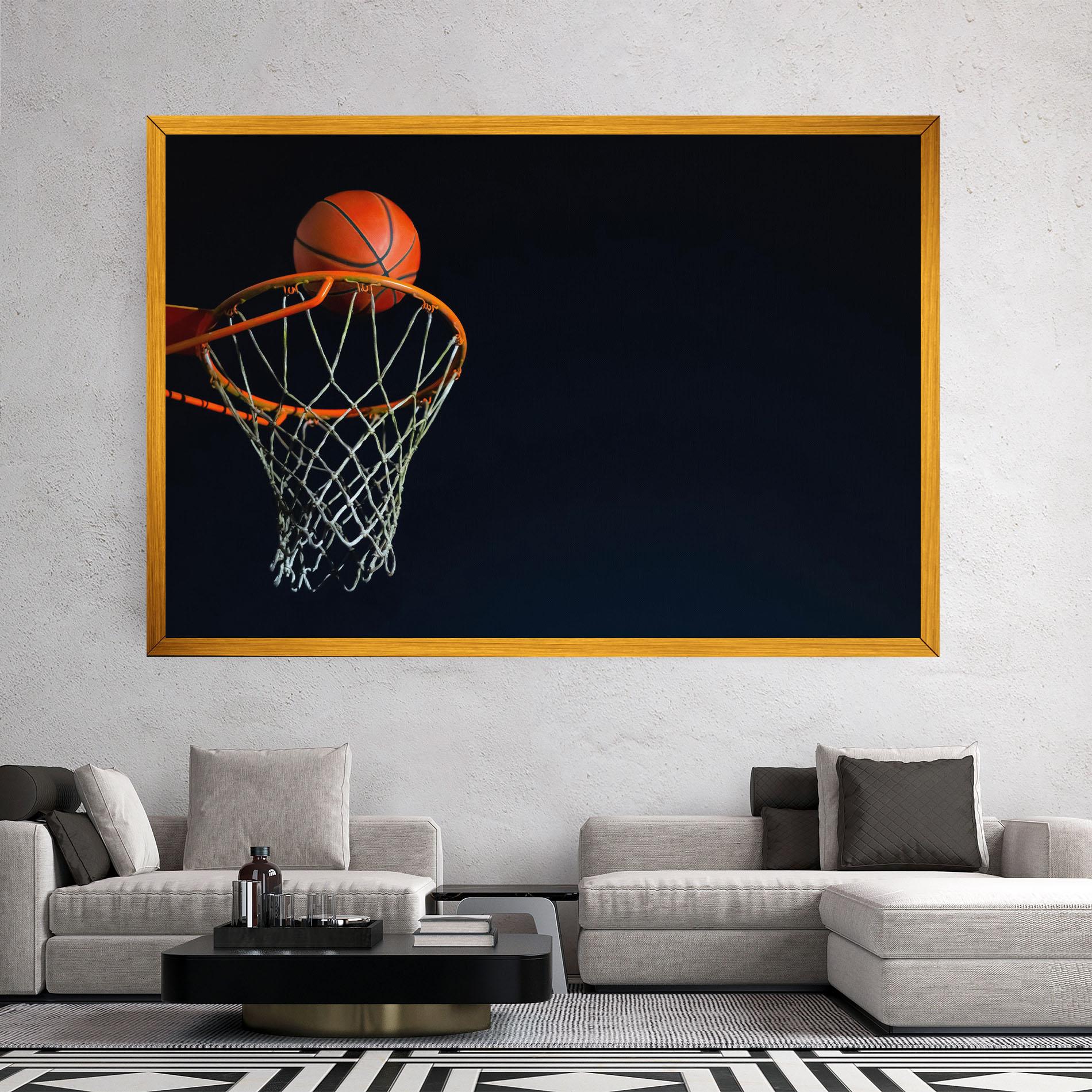 Leinwandbild Basketball Hoop On Black mockup 2