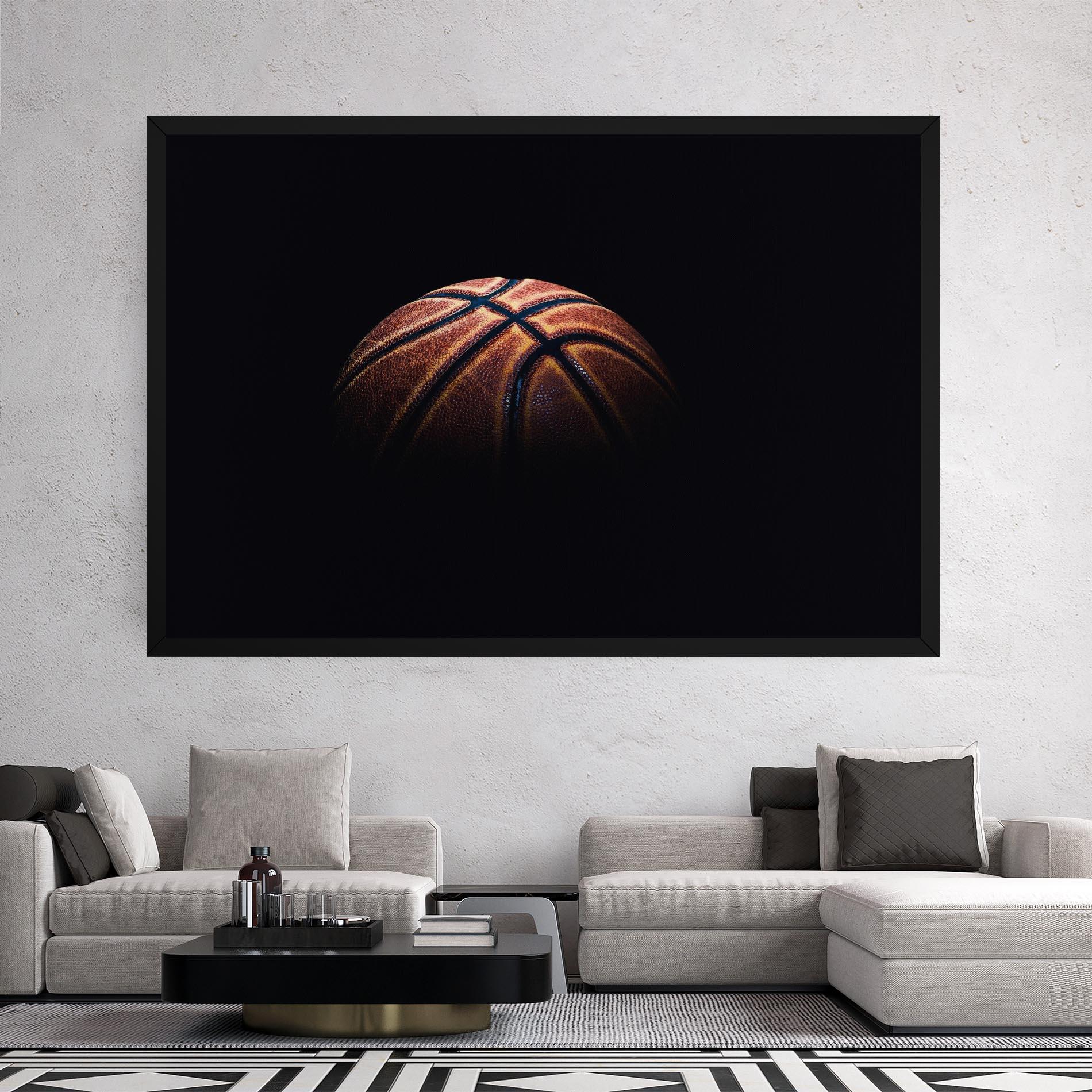 Leinwandbild Basketball Ball In Dark mockup 2
