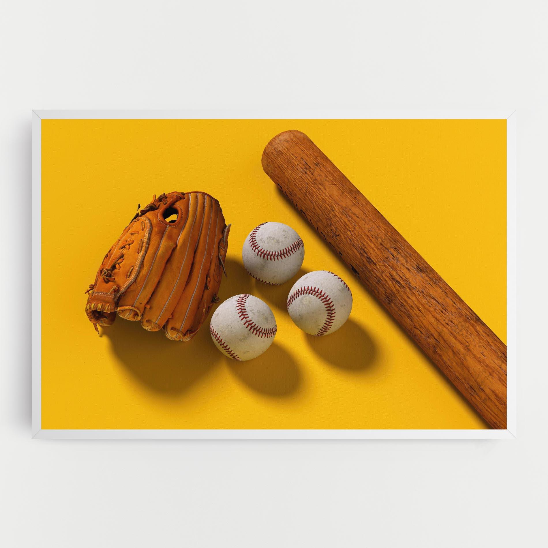 Leinwandbild Baseball Set On Yellow mockup 0