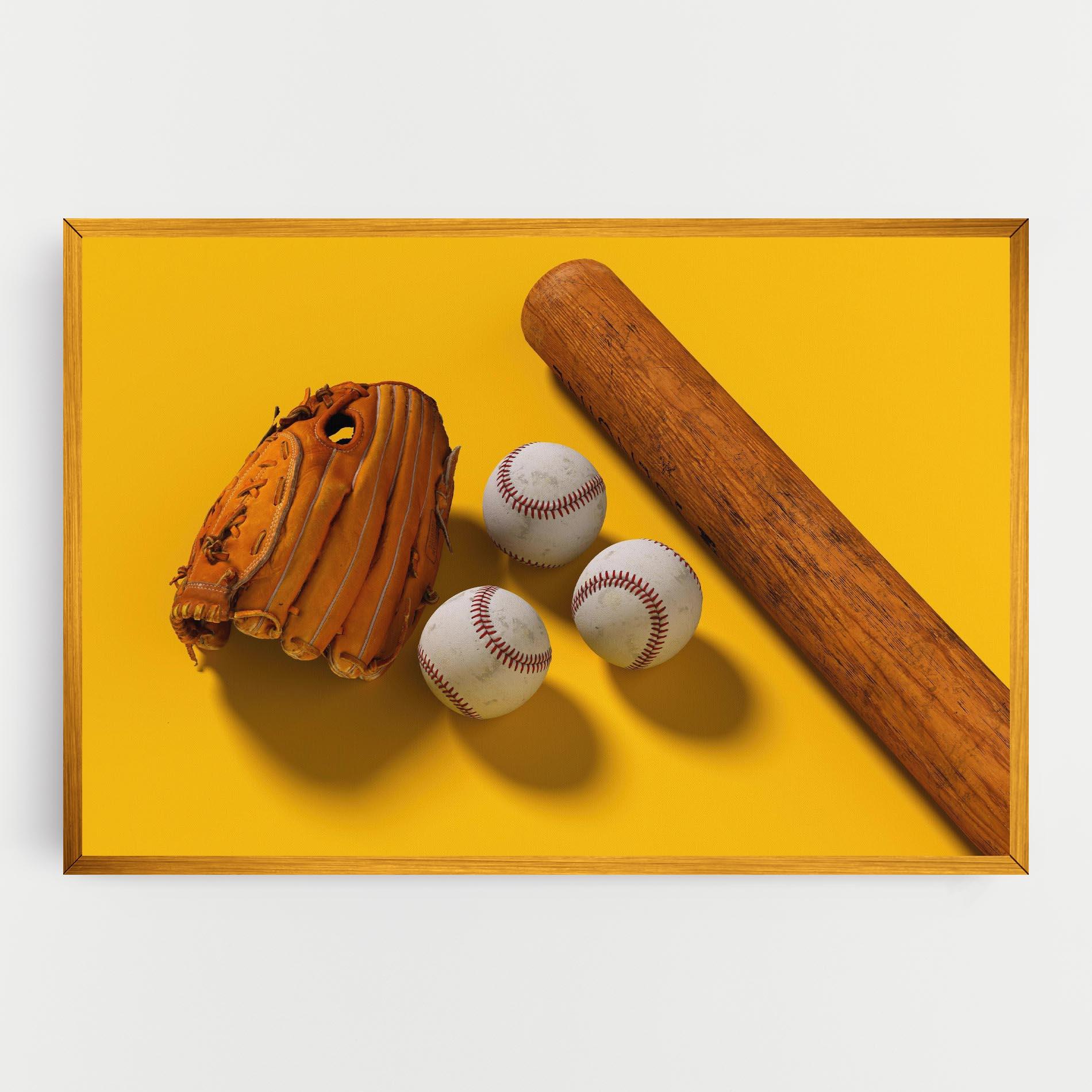 Leinwandbild Baseball Set On Yellow mockup 0