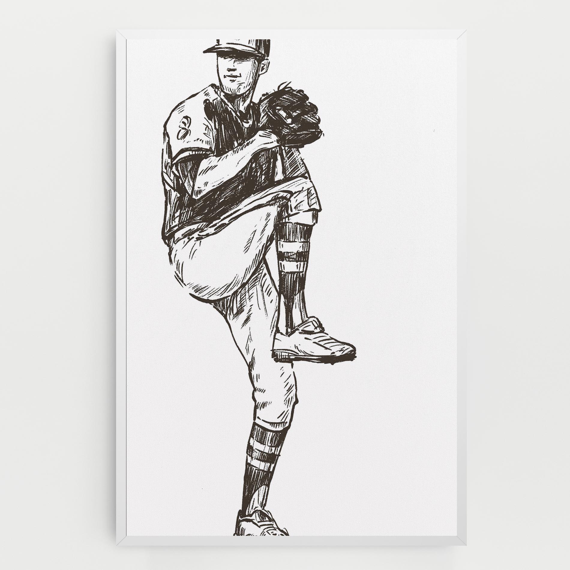 Leinwandbild Baseball Player Line mockup 0