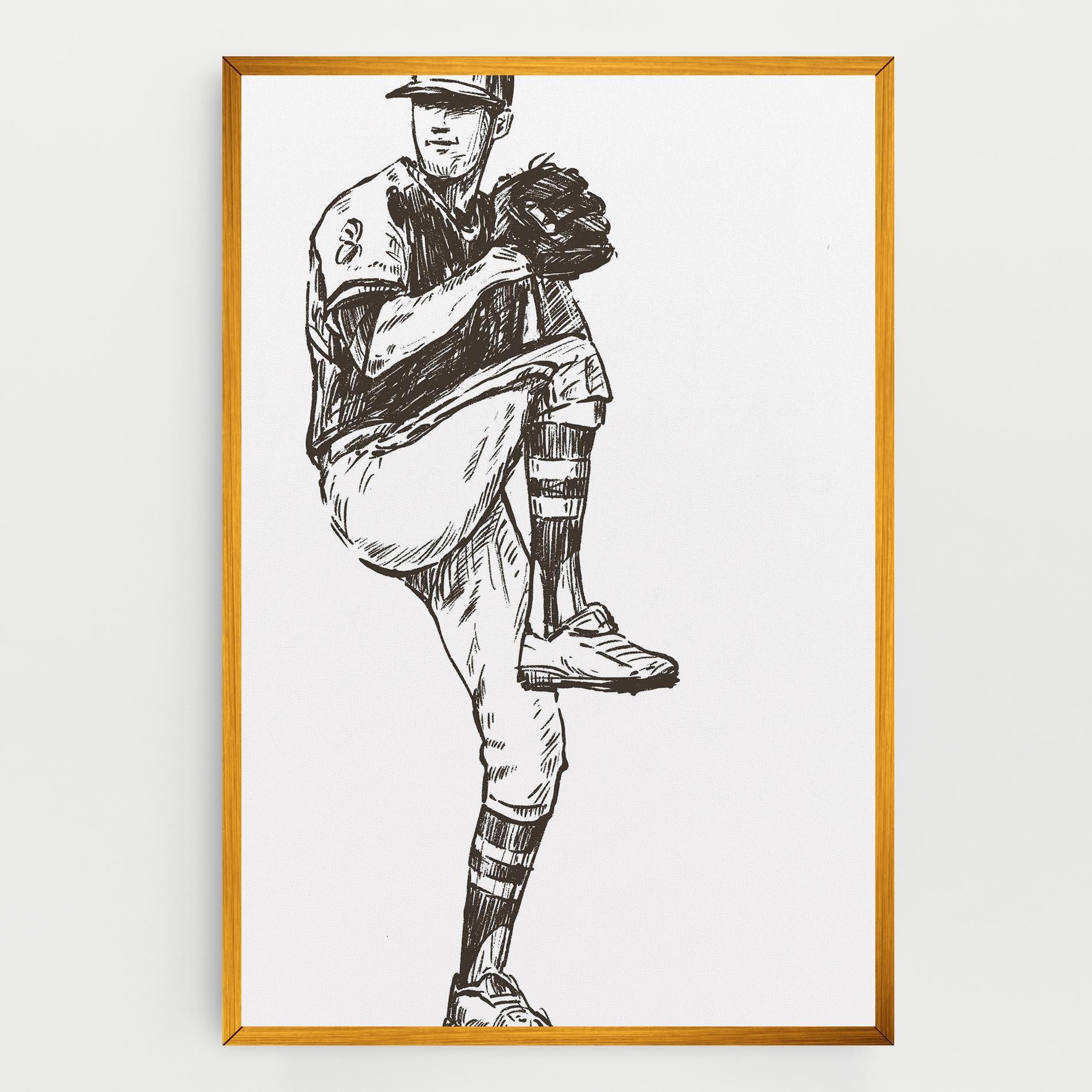 Leinwandbild Baseball Player Line mockup 0
