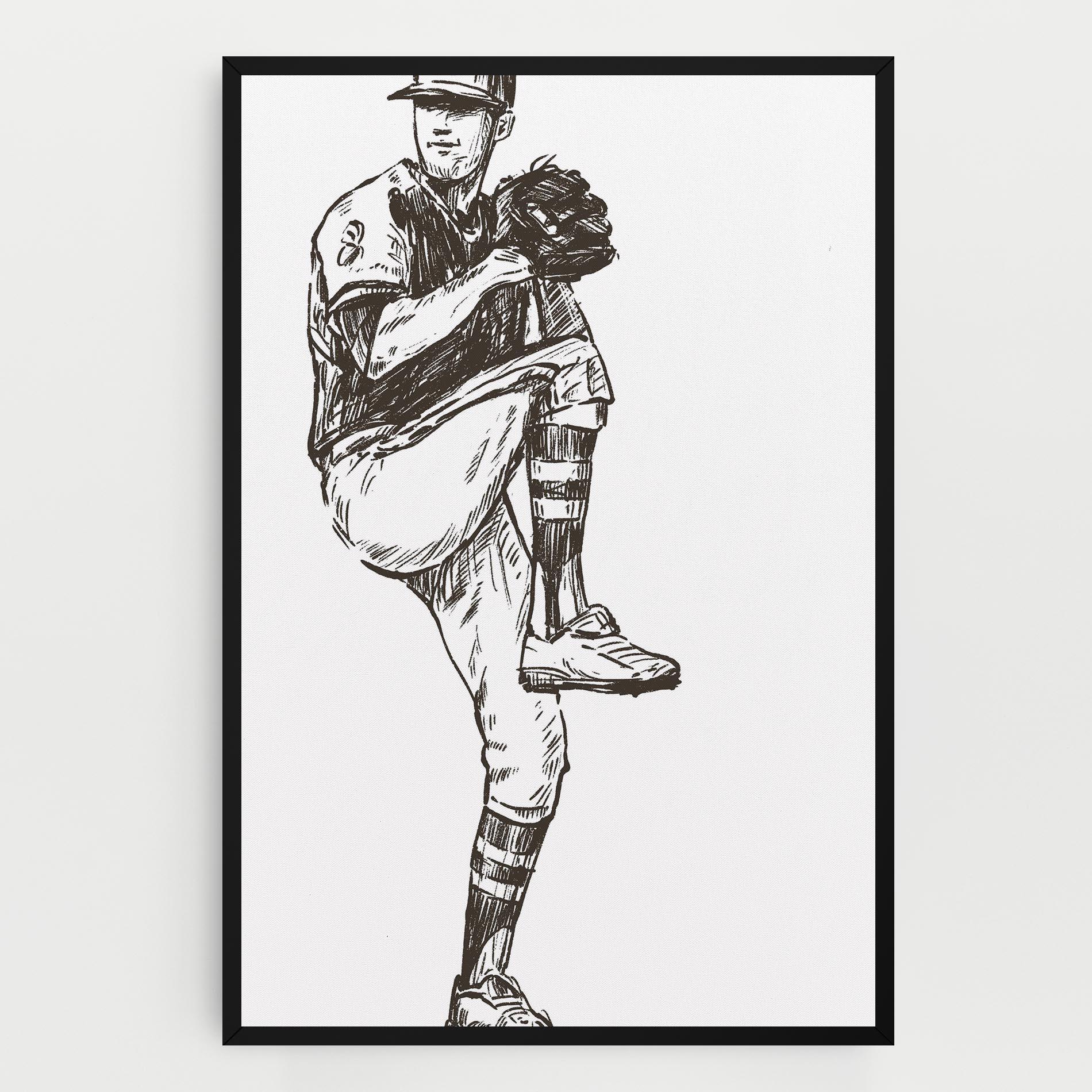 Leinwandbild Baseball Player Line mockup 0