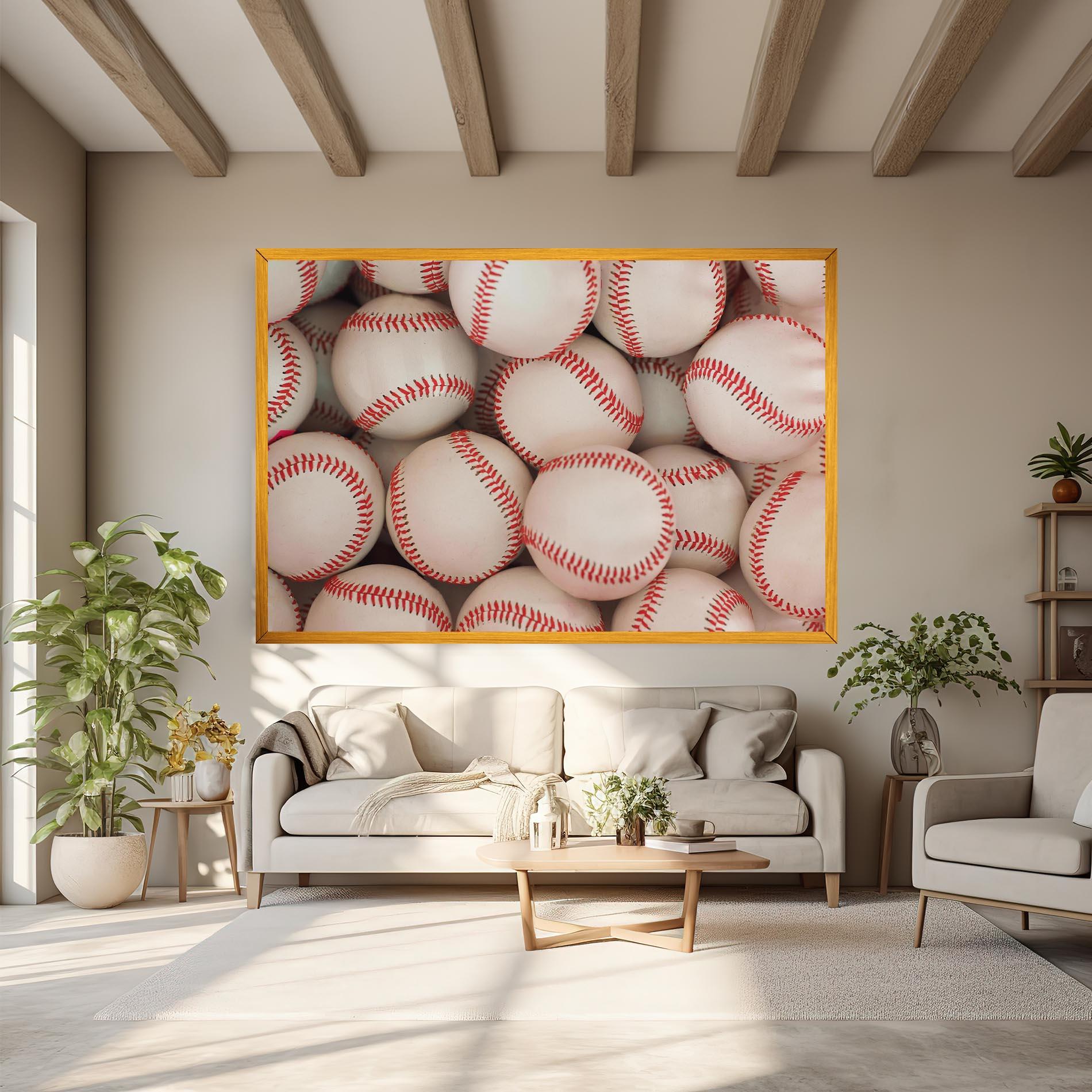 Leinwandbild Baseball Balls Stack mockup 6