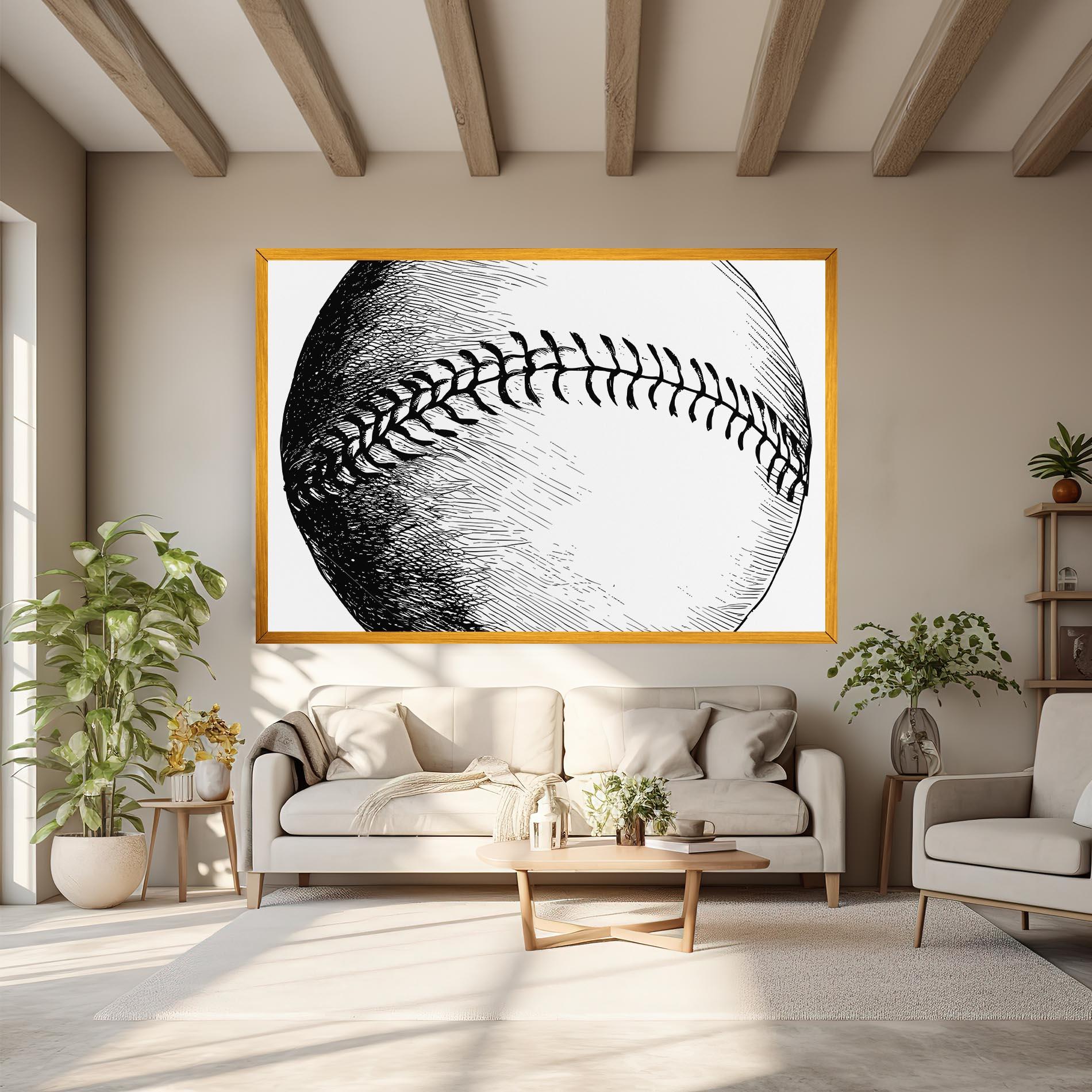 Leinwandbild Baseball Black Line mockup 6