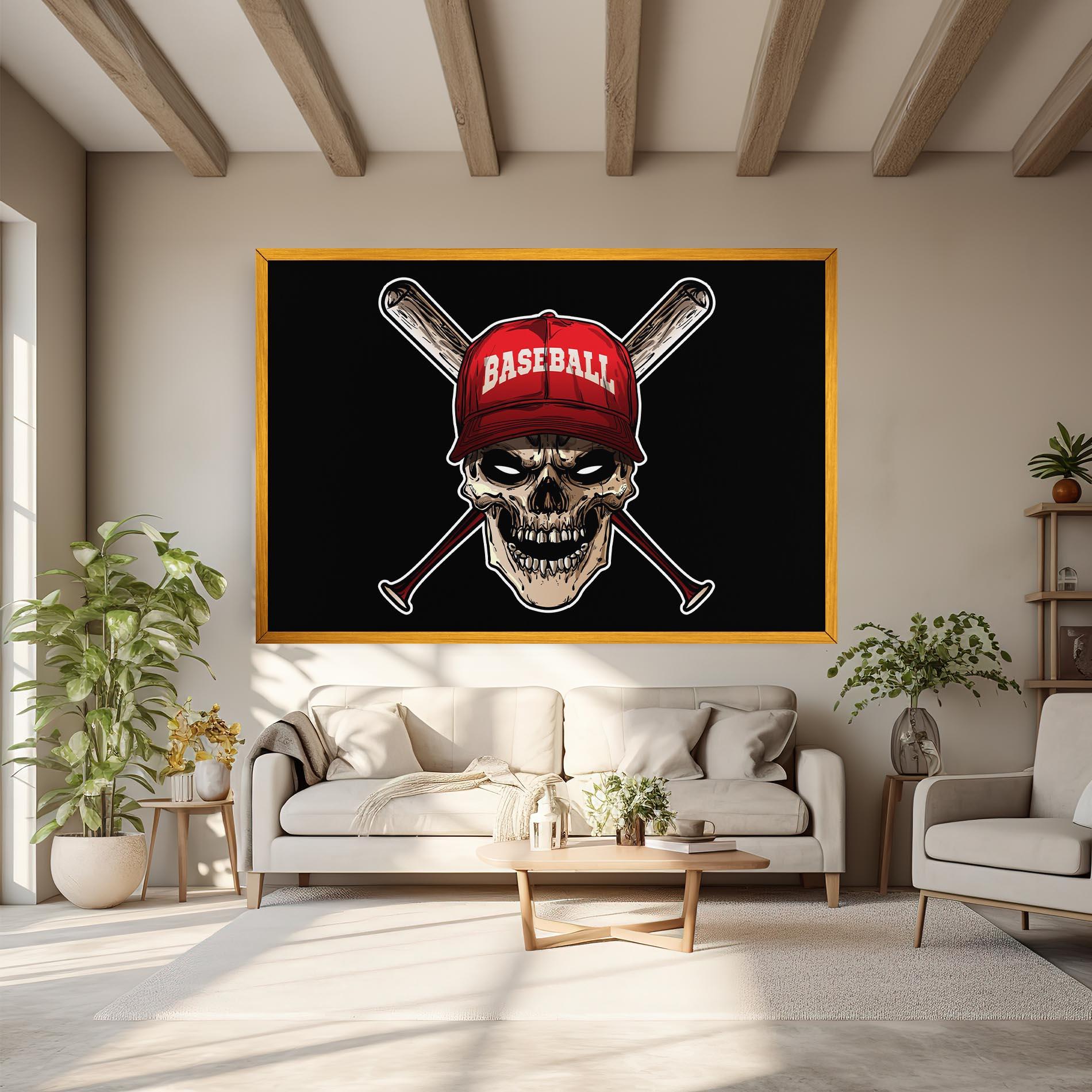 Leinwandbild Baseball Skull mockup 6