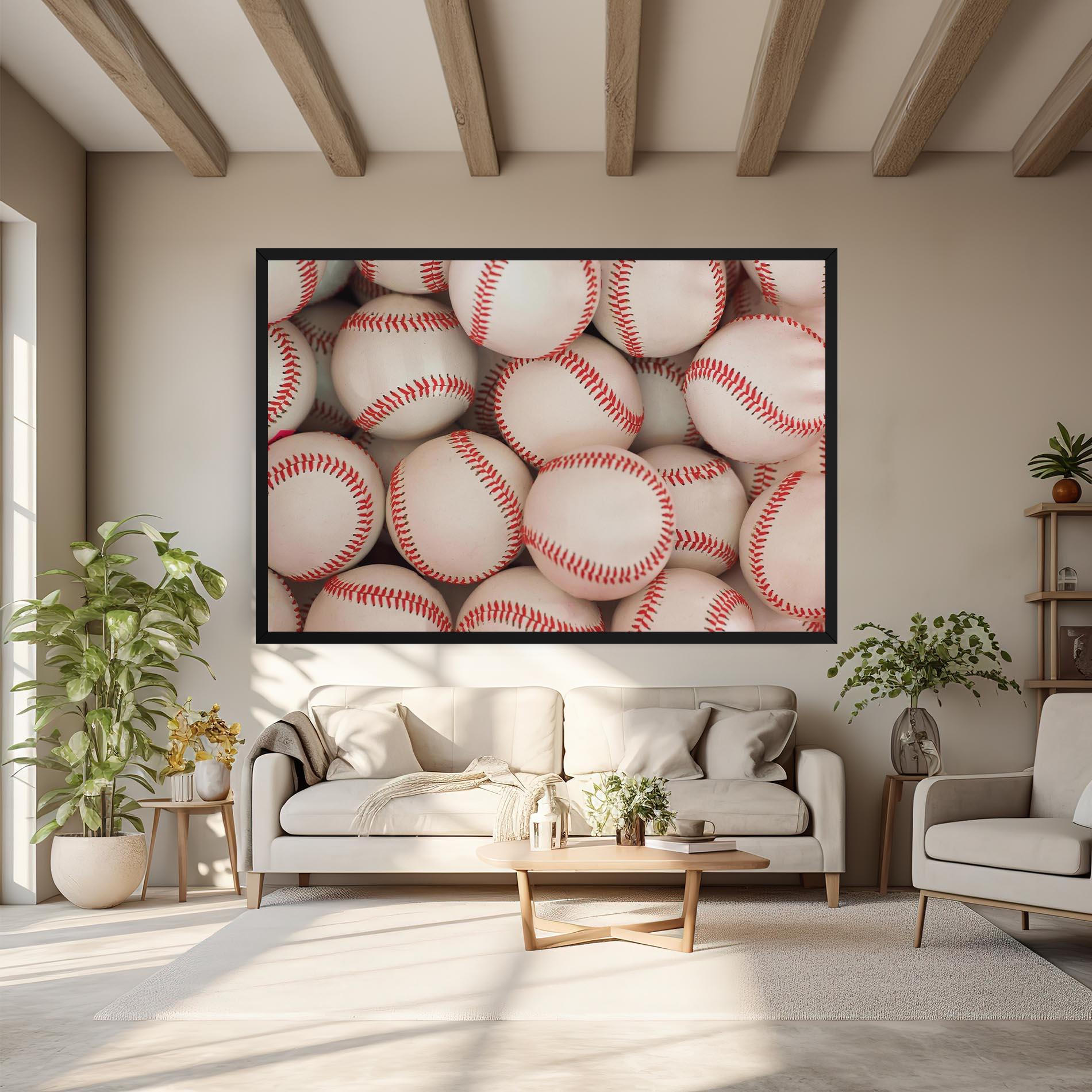 Leinwandbild Baseball Balls Stack mockup 6