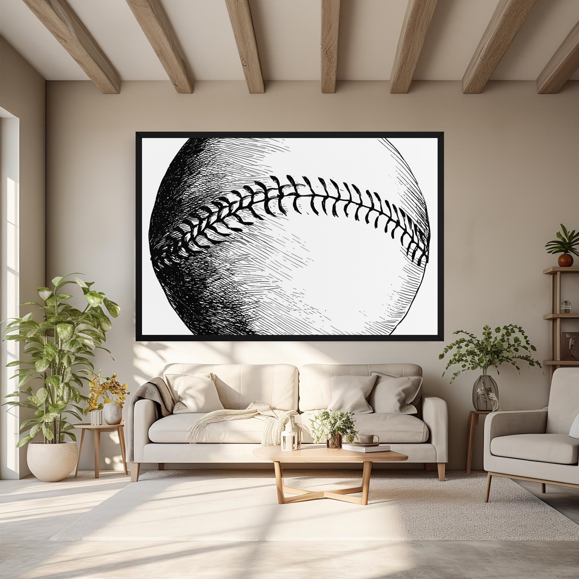 Leinwandbild Baseball Black Line mockup 6