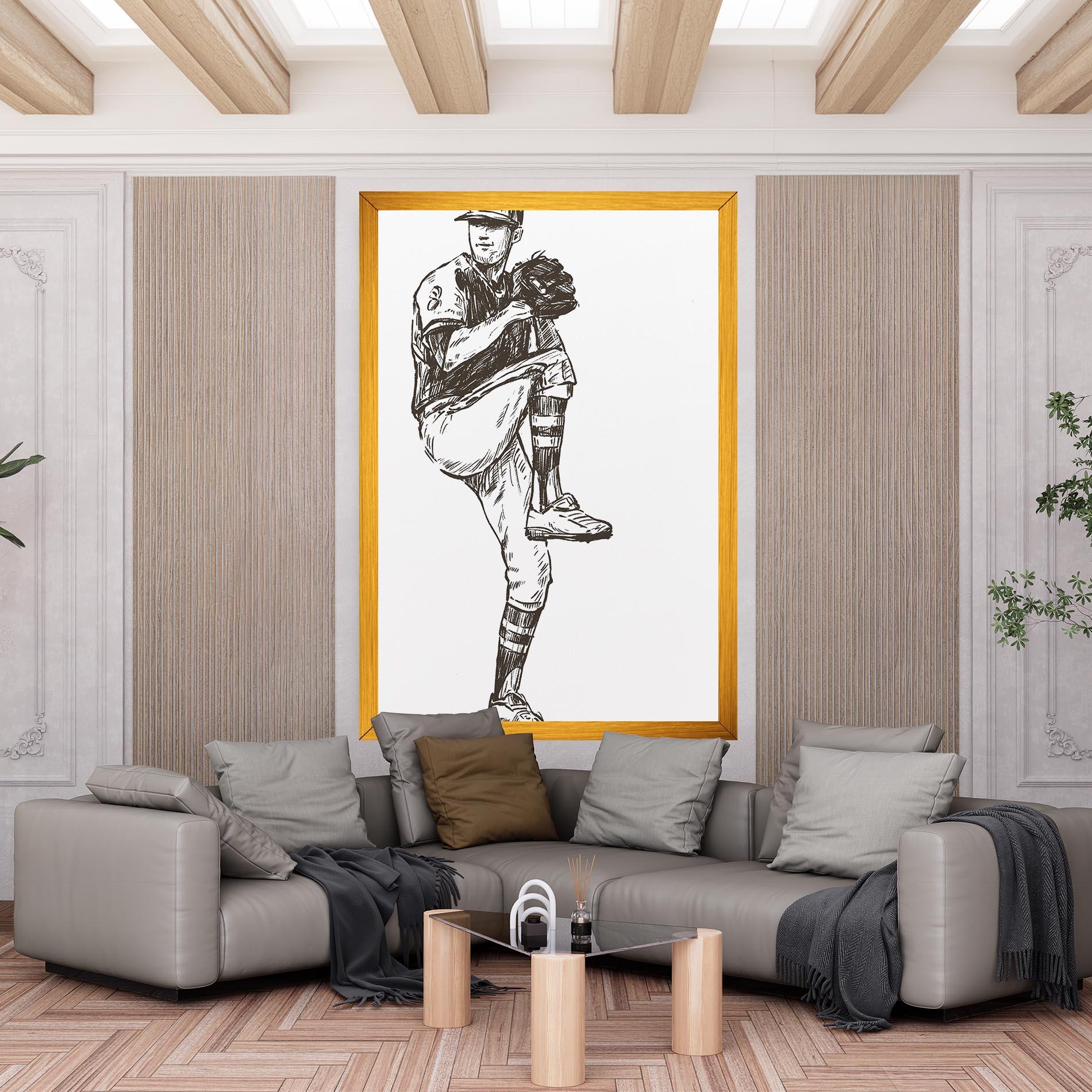 Leinwandbild Baseball Player Line mockup 6