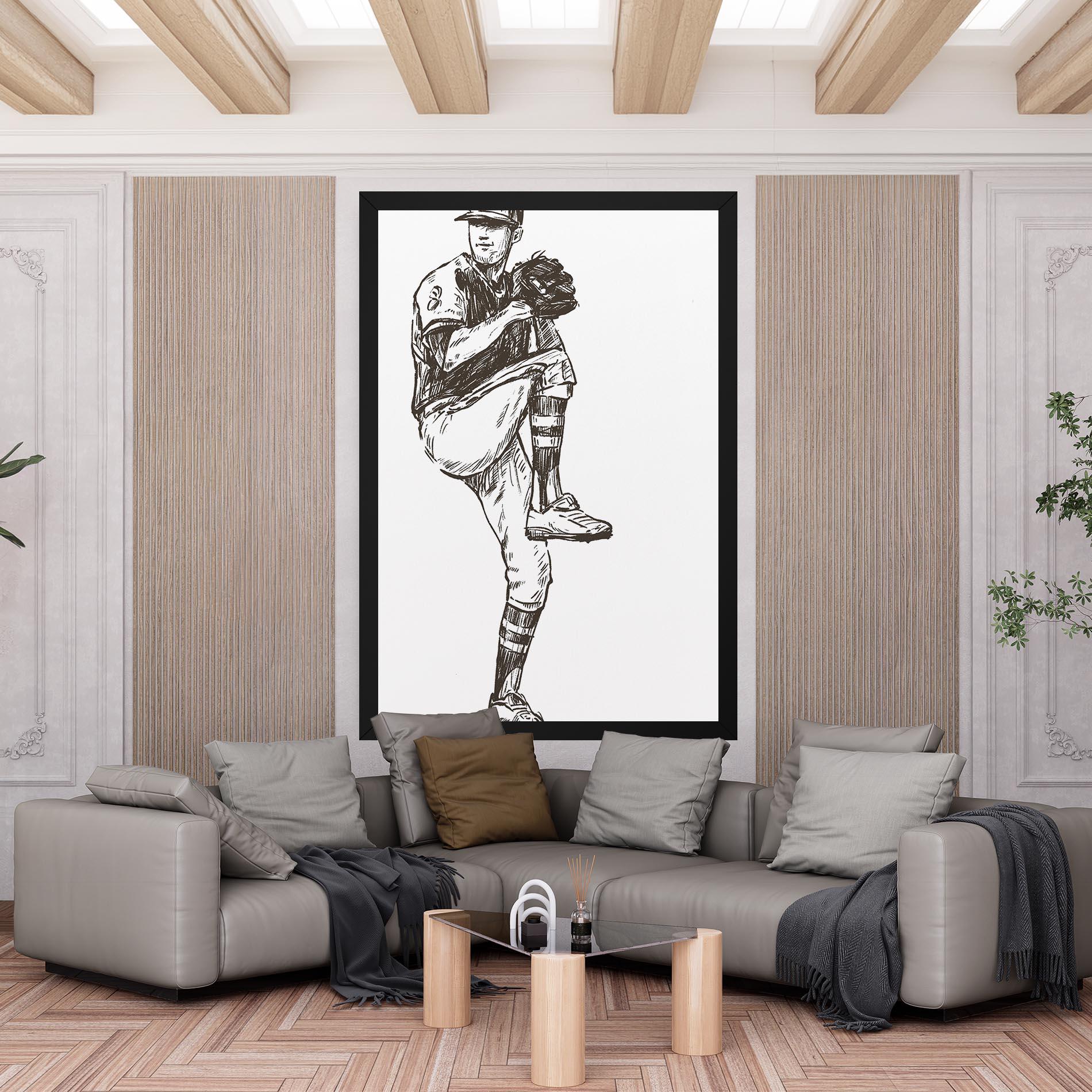 Leinwandbild Baseball Player Line mockup 6