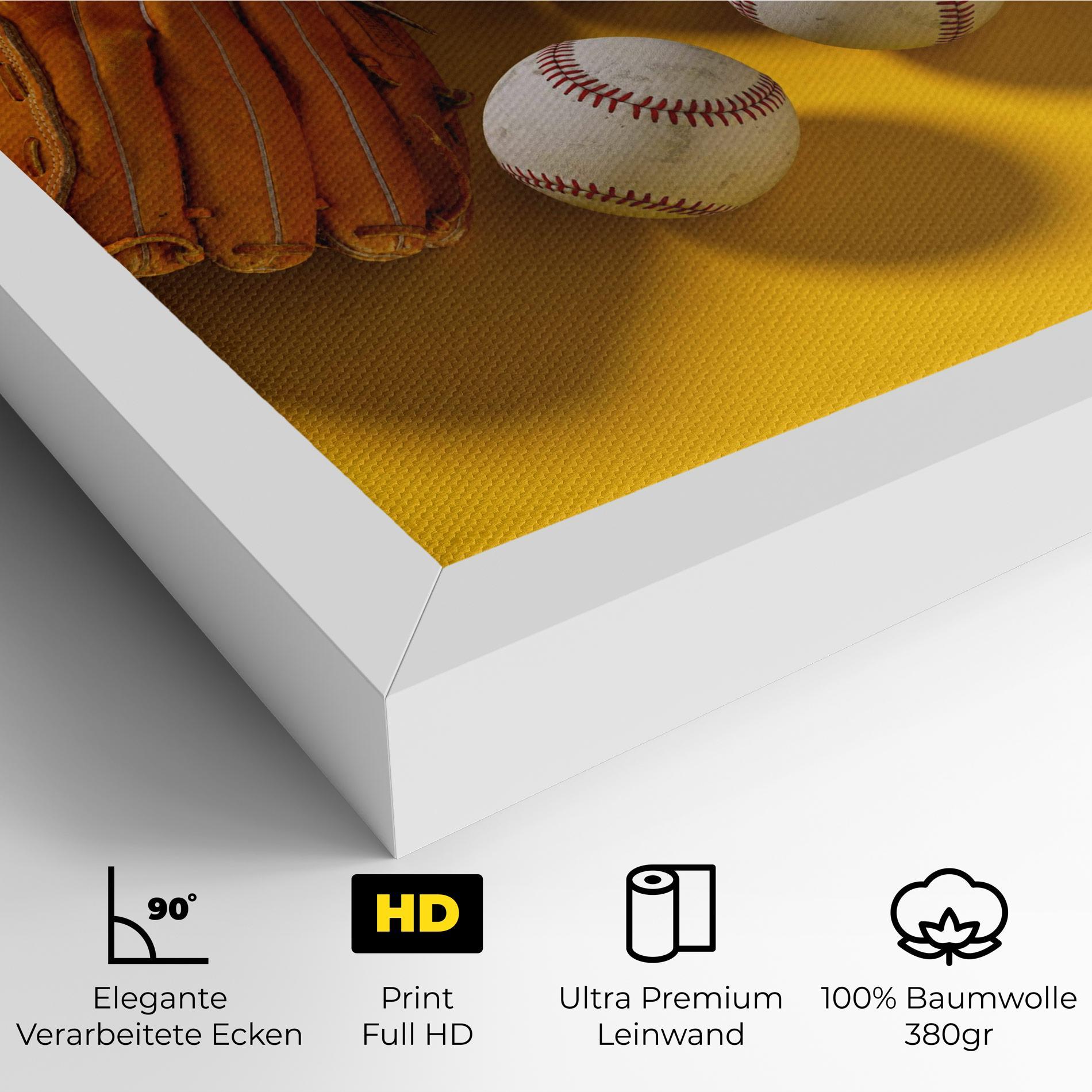 Leinwandbild Baseball Set On Yellow mockup 4