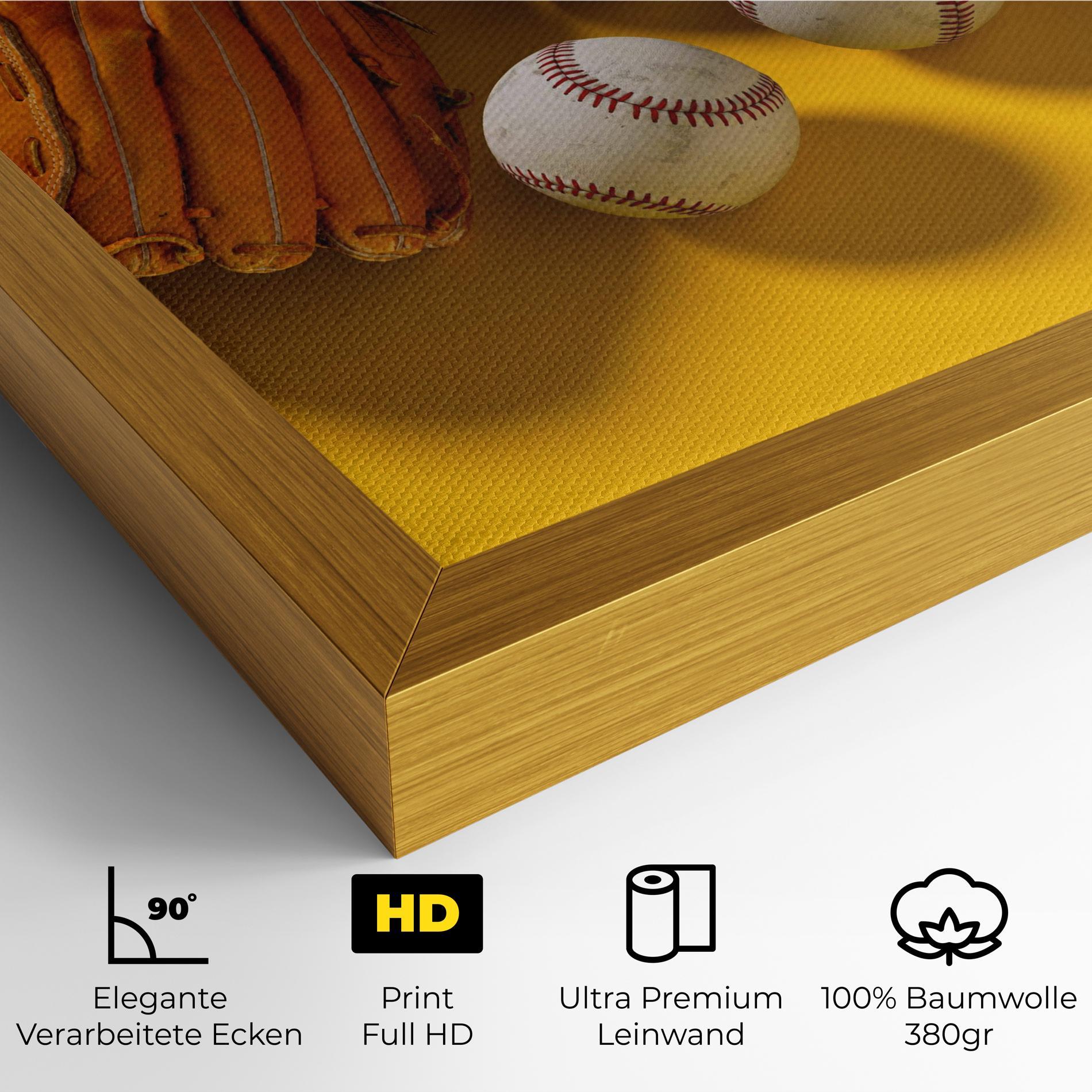 Leinwandbild Baseball Set On Yellow mockup 4