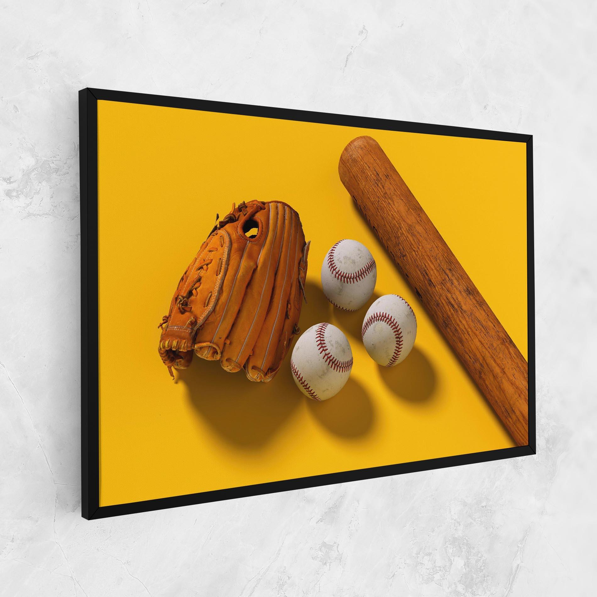 Leinwandbild Baseball Set On Yellow mockup 1