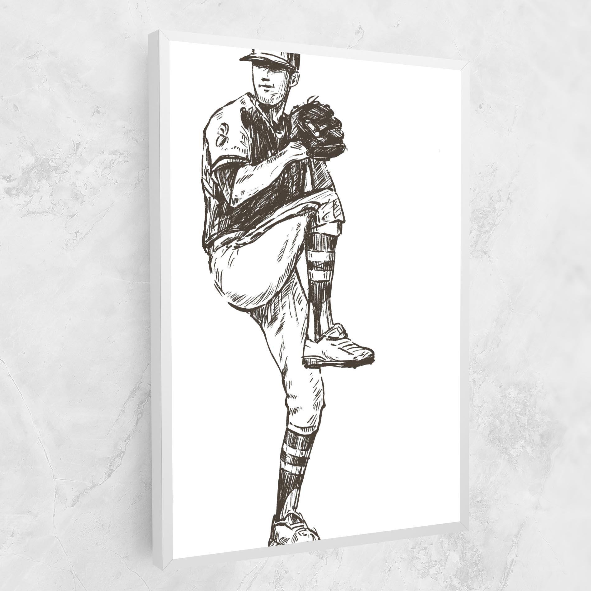 Leinwandbild Baseball Player Line mockup 1