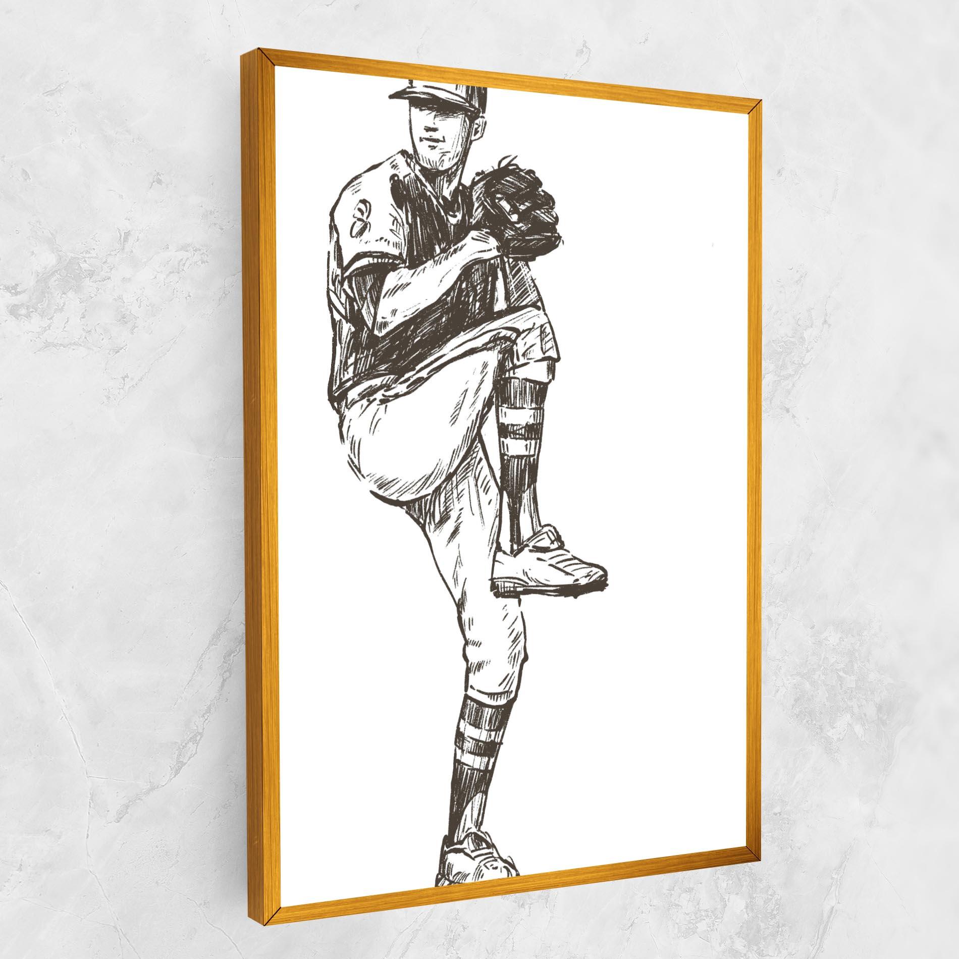 Leinwandbild Baseball Player Line mockup 1