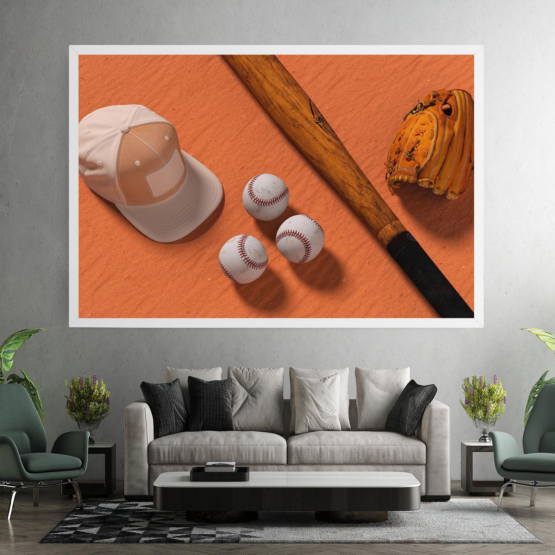 Leinwandbild Baseball Set On Orange mockup 7