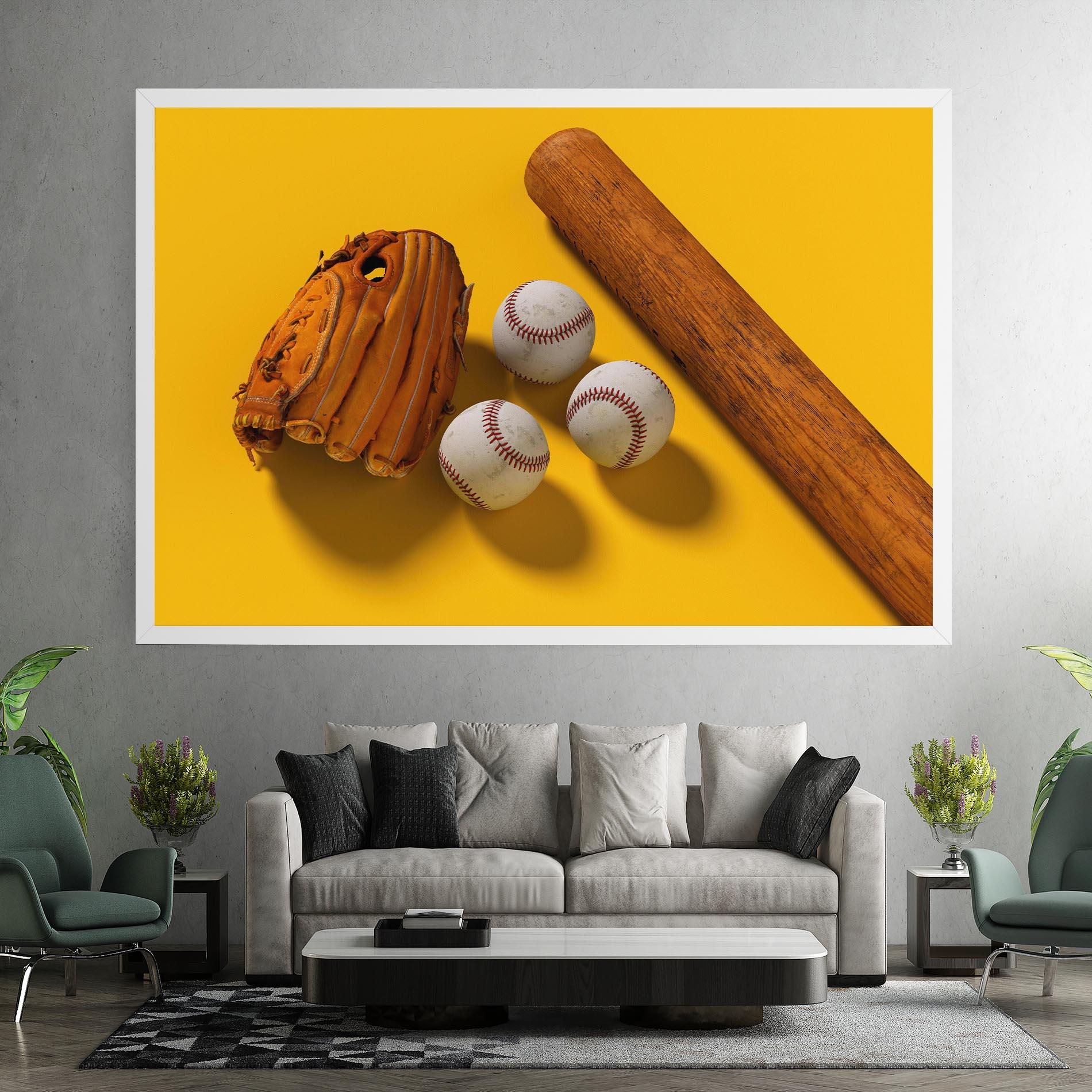 Leinwandbild Baseball Set On Yellow mockup 7